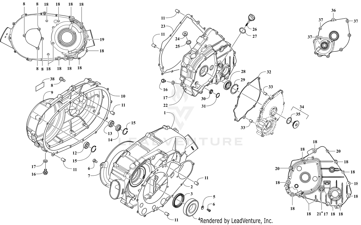 CLUTCH/V-BELT/MAGNETO COVER ASSEMBLY [304009]