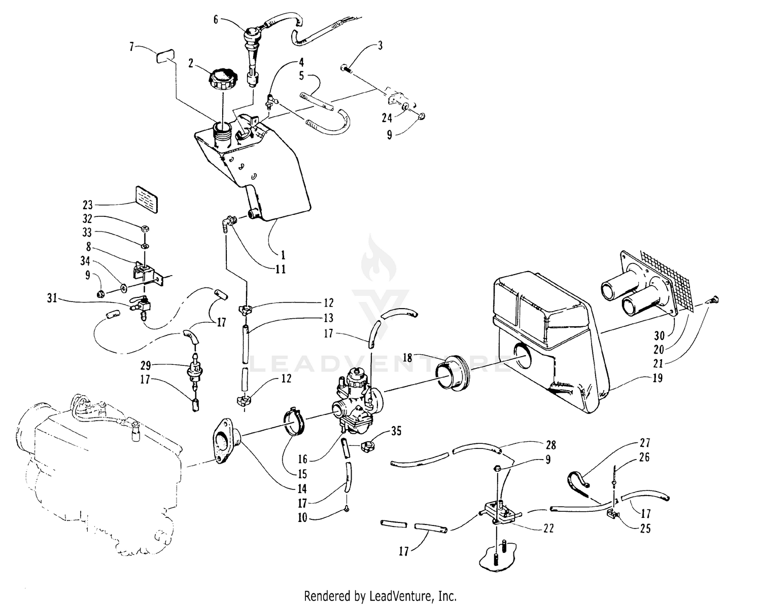 OIL TANK, CARBURETOR, FUEL PUMP, AND SILENCER [63917]