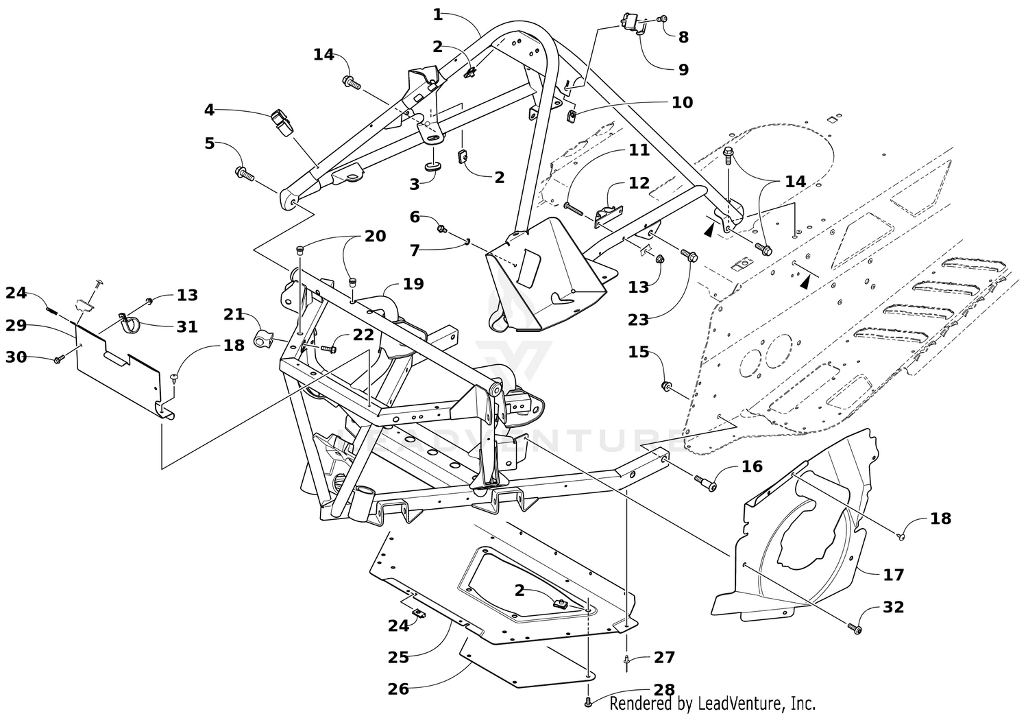 FRONT FRAME AND STEERING SUPPORT ASSEMBLY [106157]