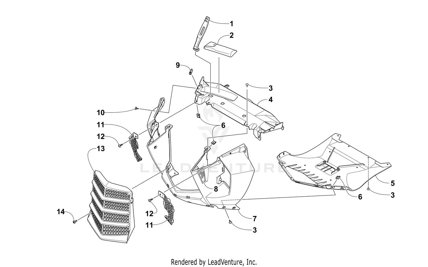FRONT FACIA AND CENTER SKID PLATE ASSEMBLY [102599]