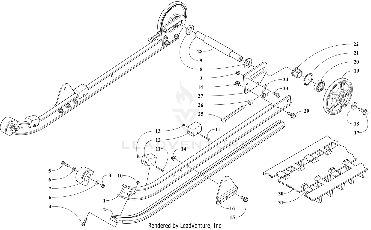 SLIDE RAIL, IDLER WHEELS, AND TRACK ASSEMBLY [106074]