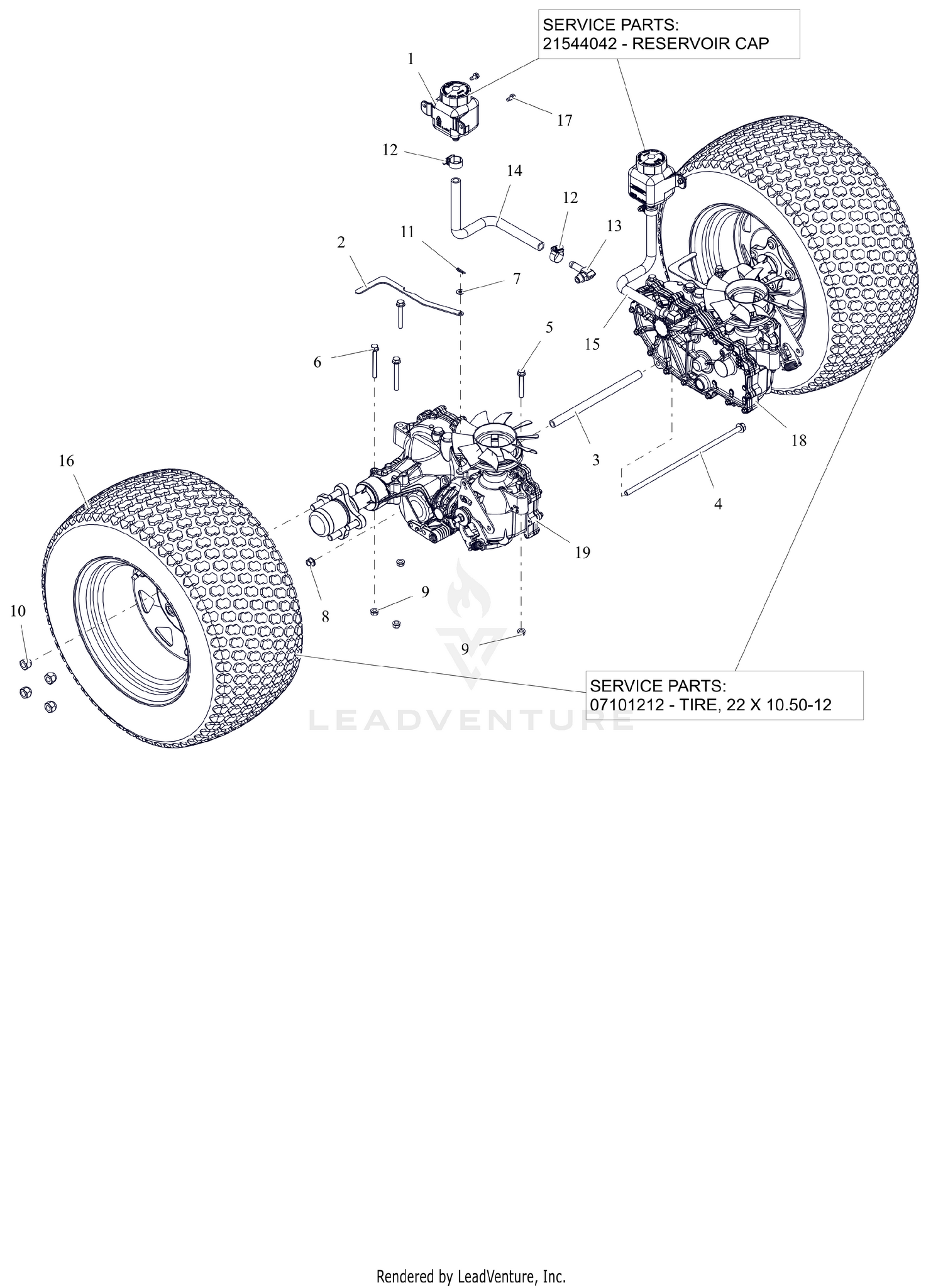Rear Tires and Transaxles - 48"