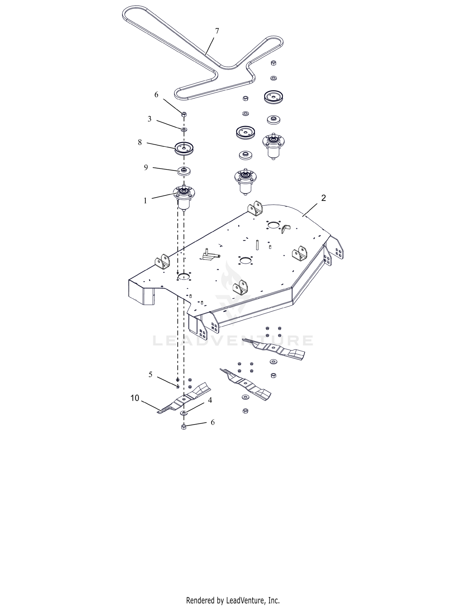 Deck, Belt, Blades and Spindles – 42"