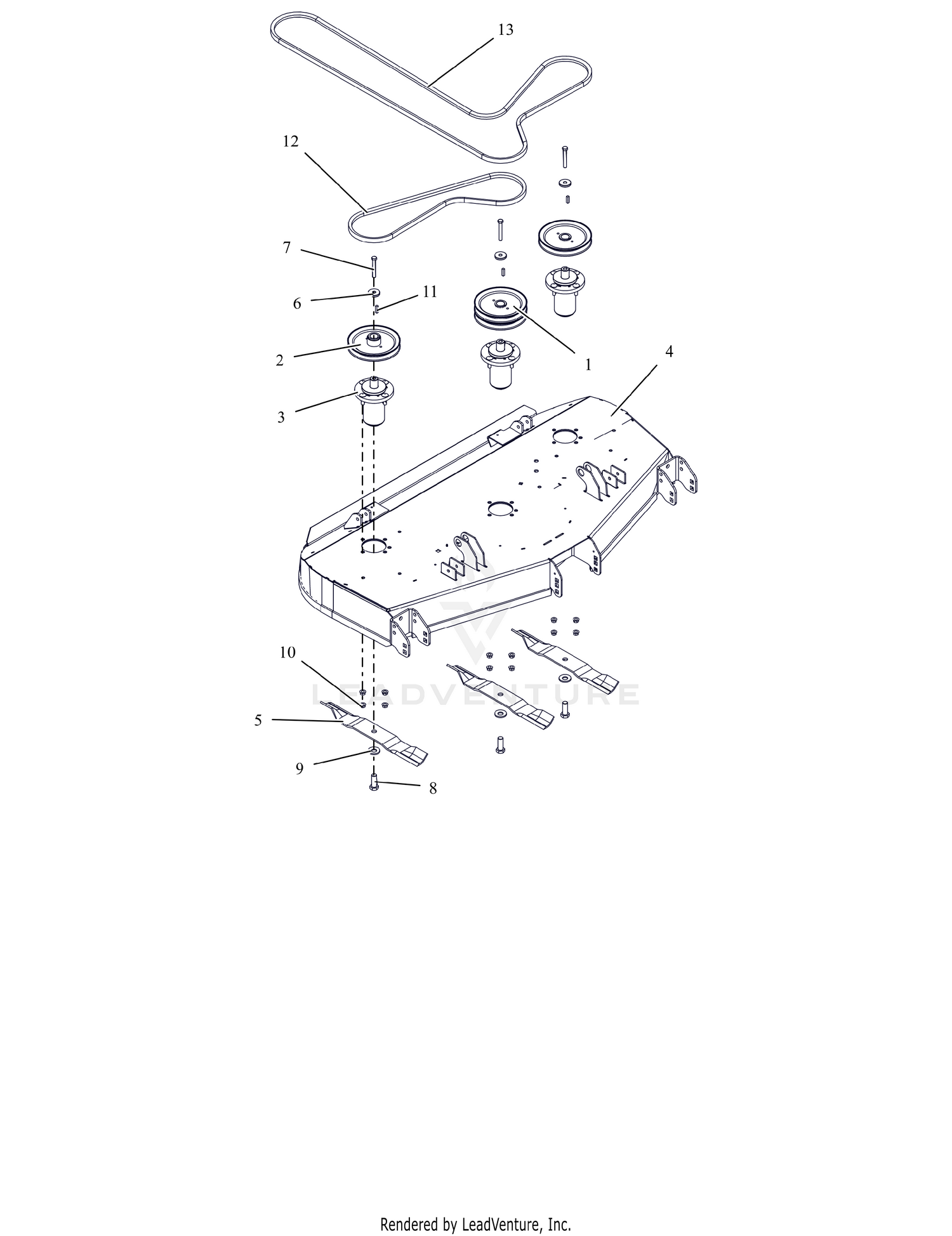 Deck, Belts, Blades, and Spindles - 52" - RD