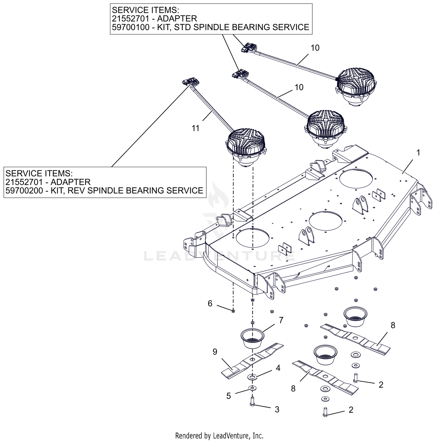 Deck, Blades and Spindle Motors - 52" - RD