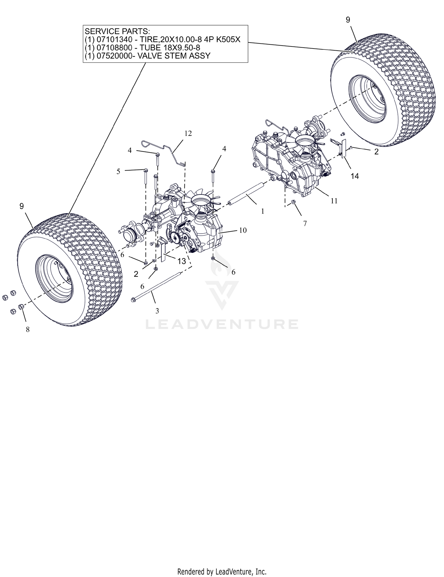 Rear Tires and Transaxles – 52"