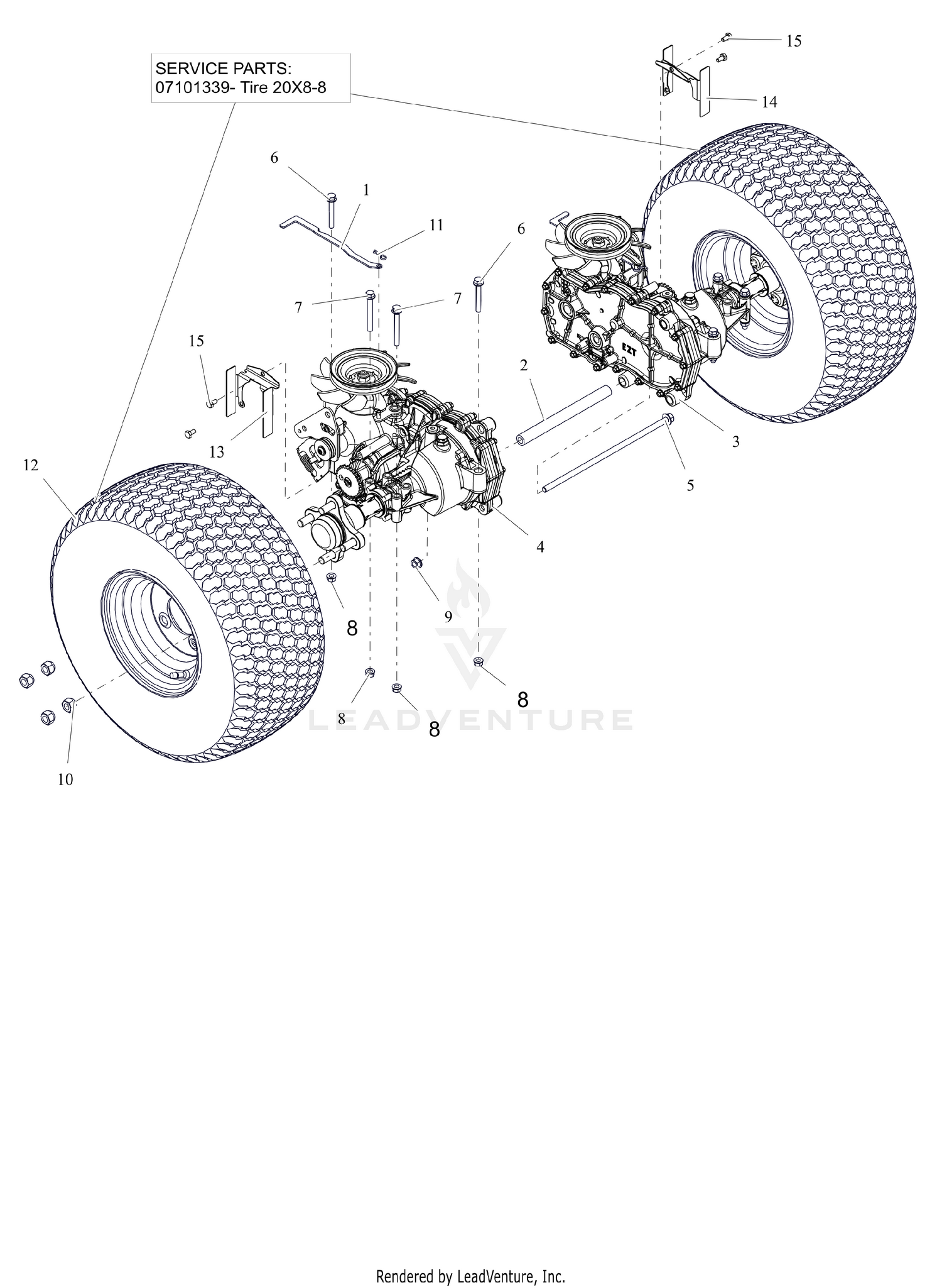 Rear Tires and Transaxles - 42"