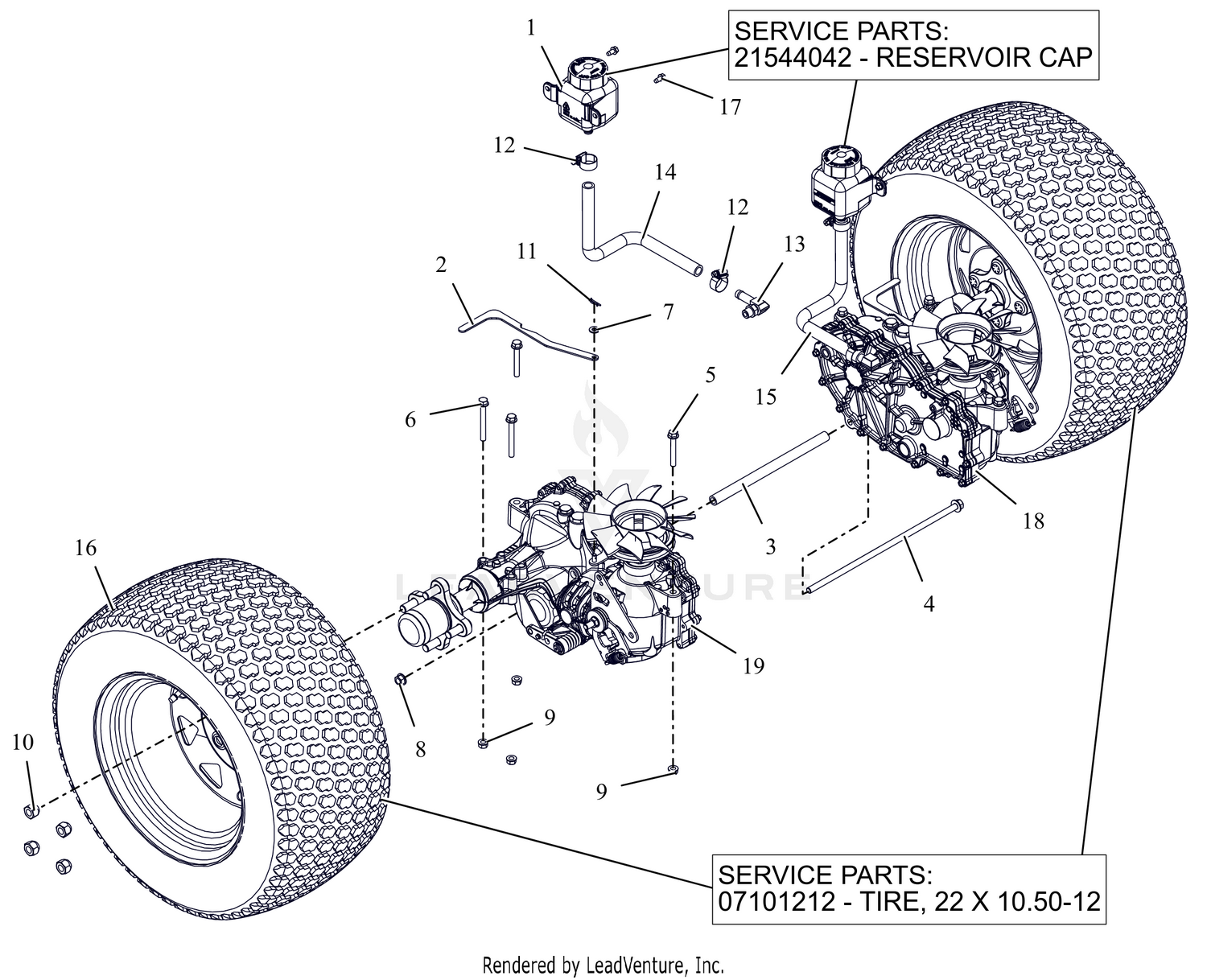 Rear Tires and Transaxles - 52"