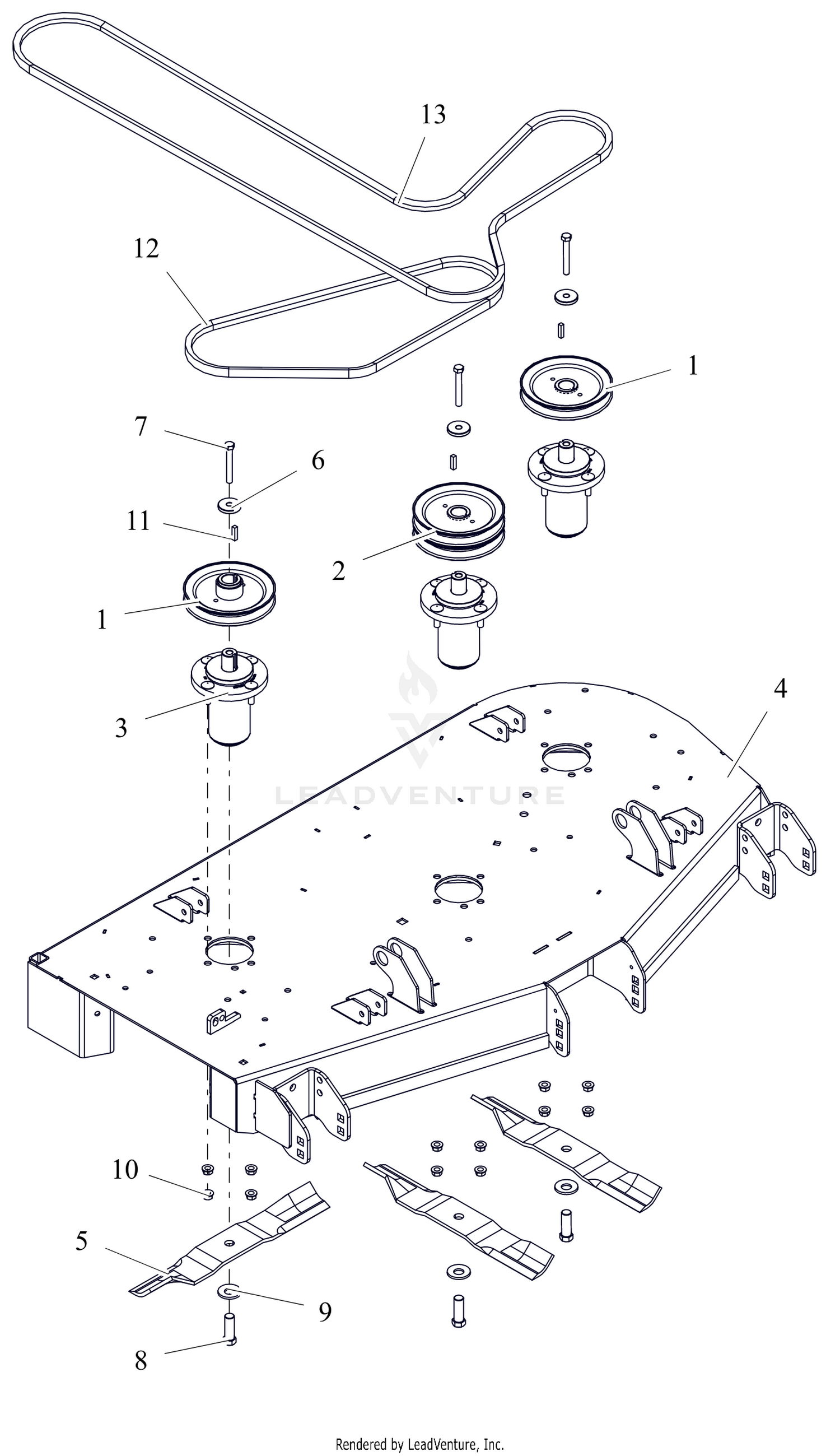 Deck, Belts, Blades And Spindles - 48"