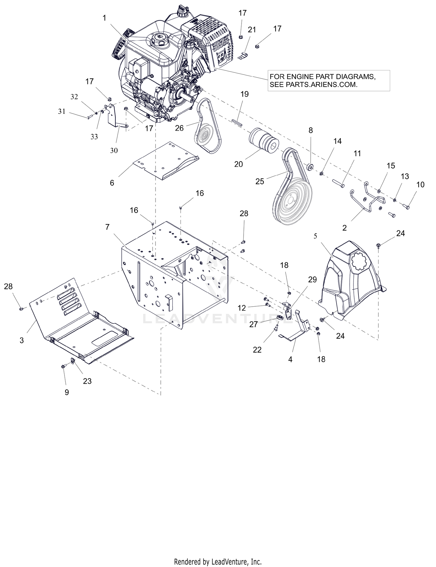 Engine, Frame and Belt Drive