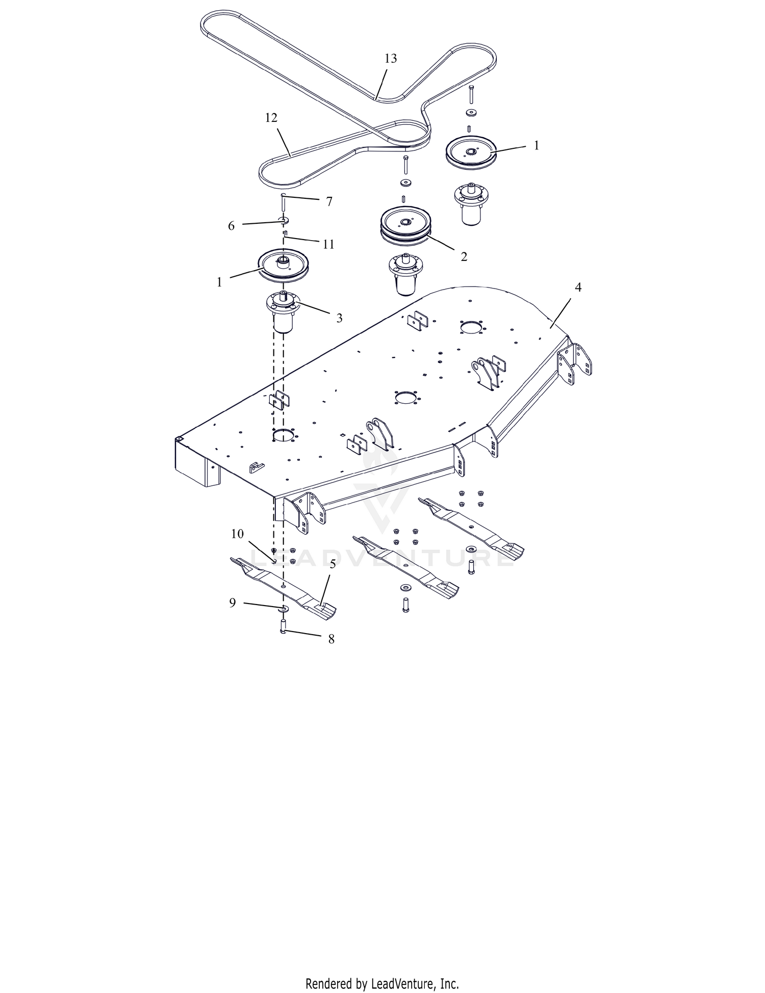 Deck, Belt, Blades and Spindles - 60"