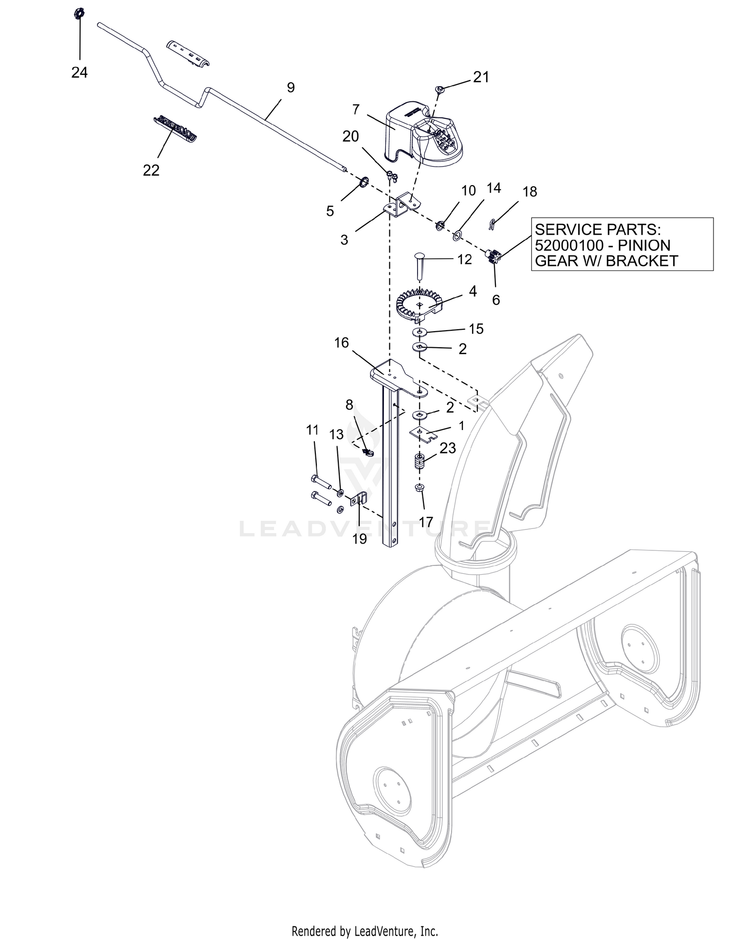 Discharge Chute Controls - Crank