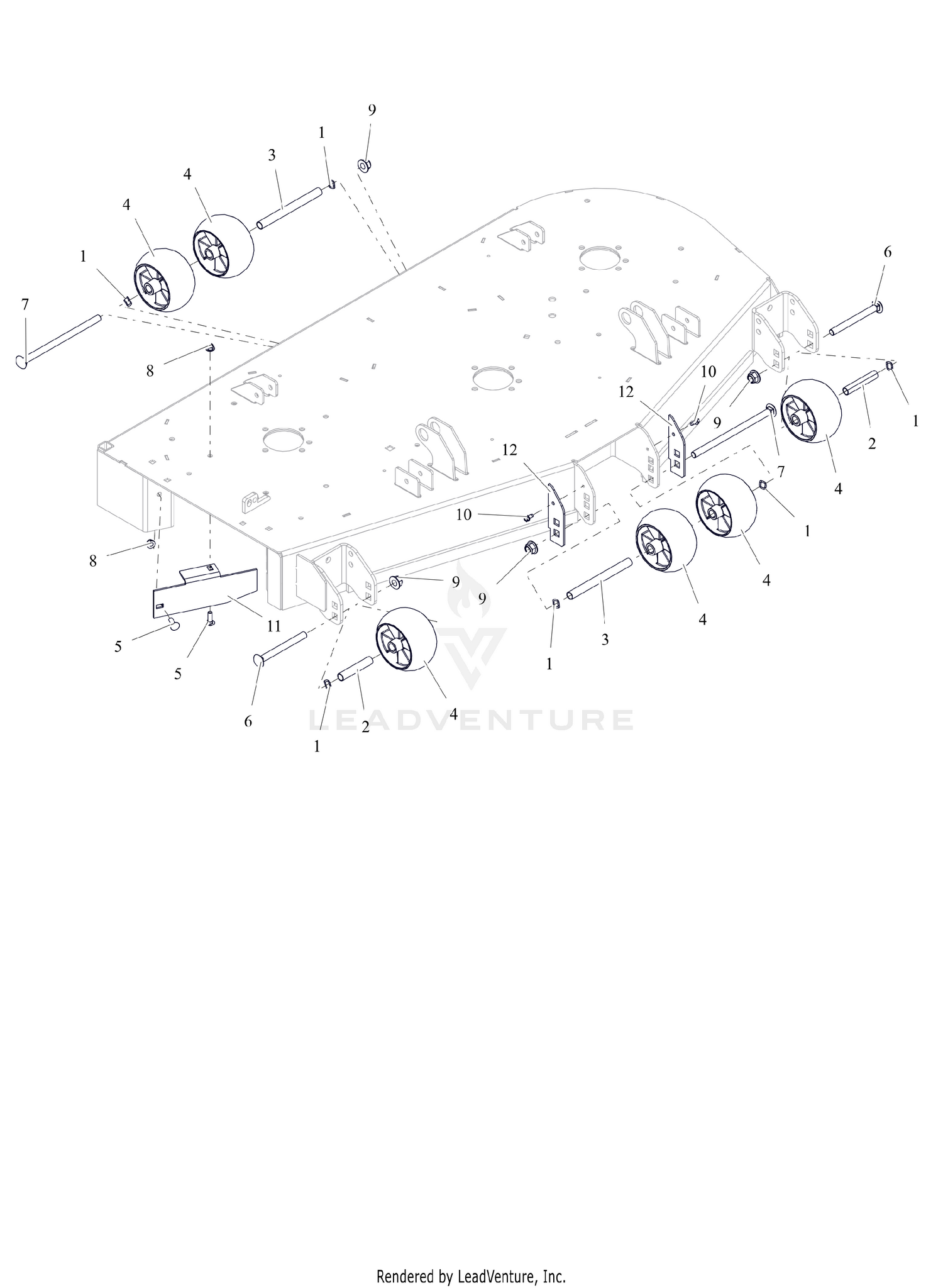 Anti-Scalp Wheels and Baffle - 52" - SD