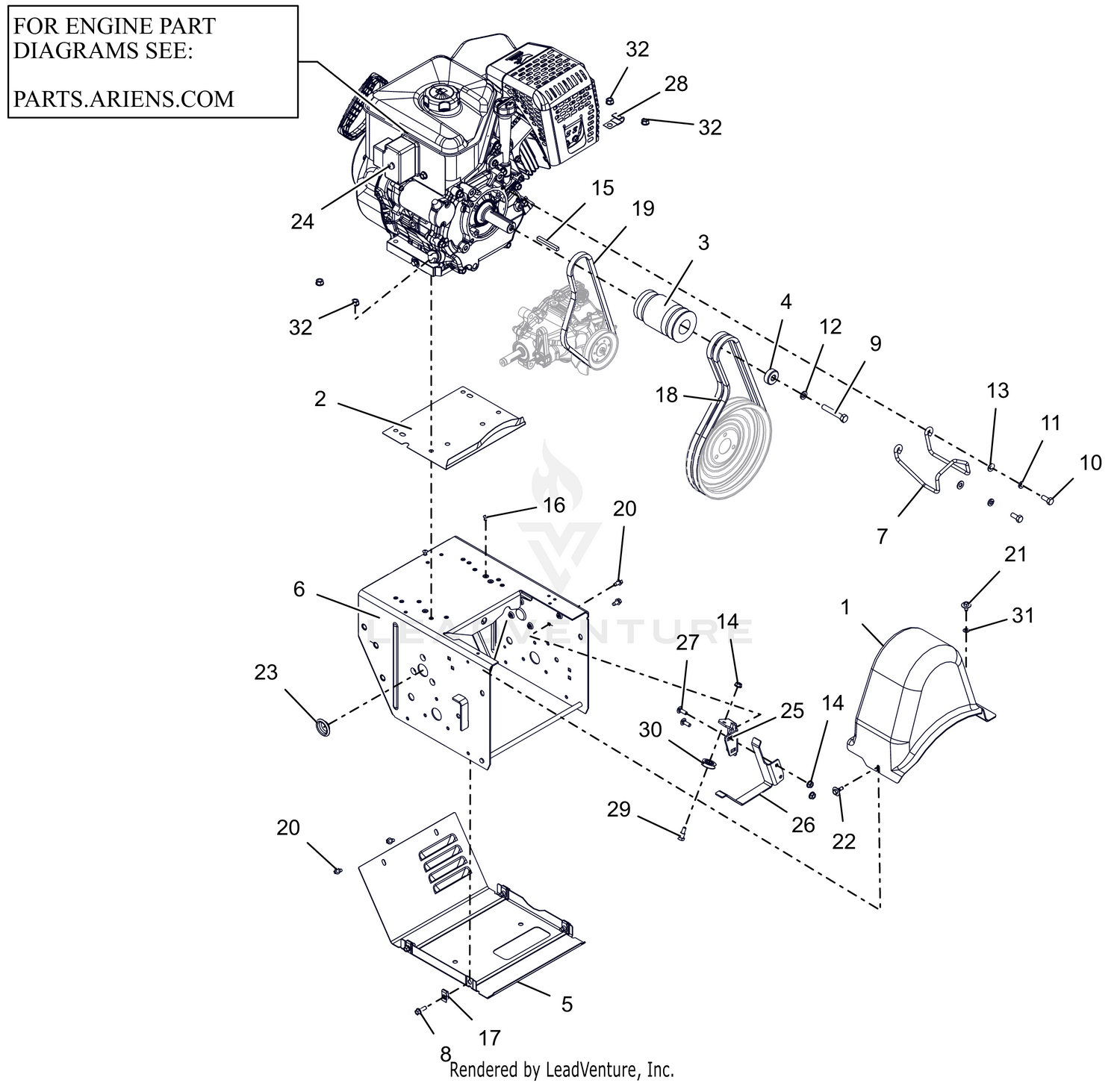 Engine, Frame and Belt Drive