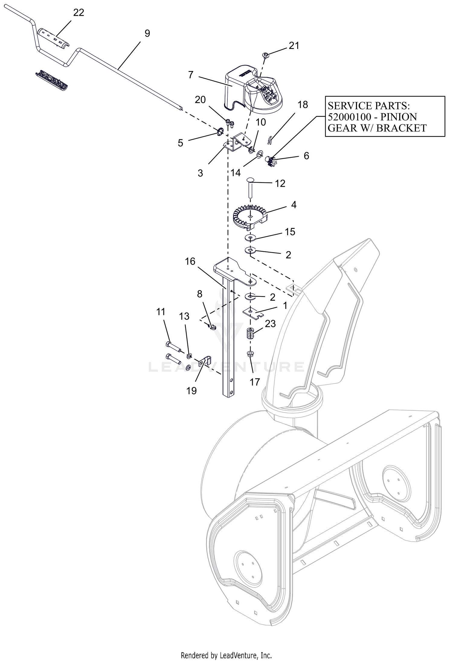 Discharge Chute Controls - Crank
