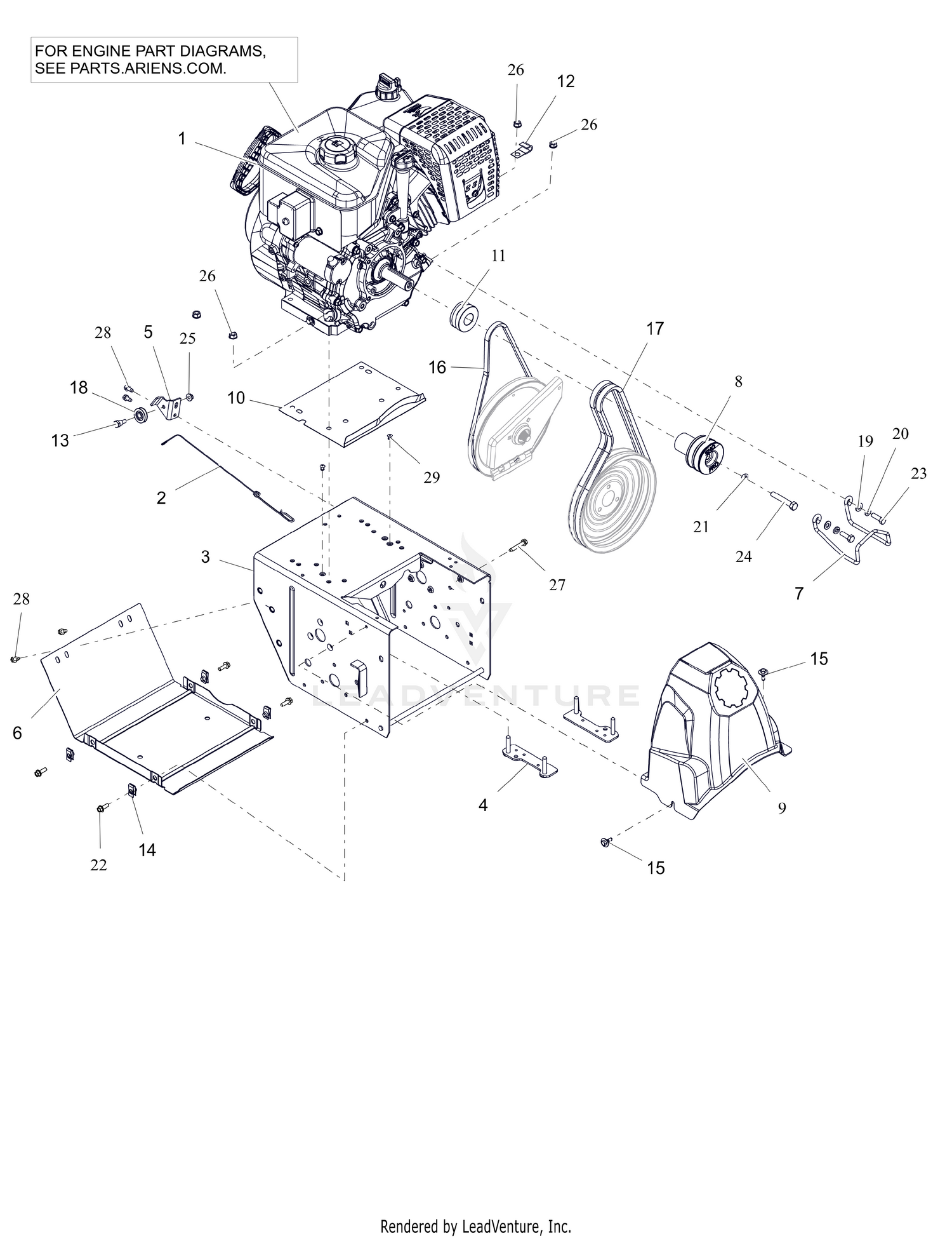 Engine, Frame and Belt Drive