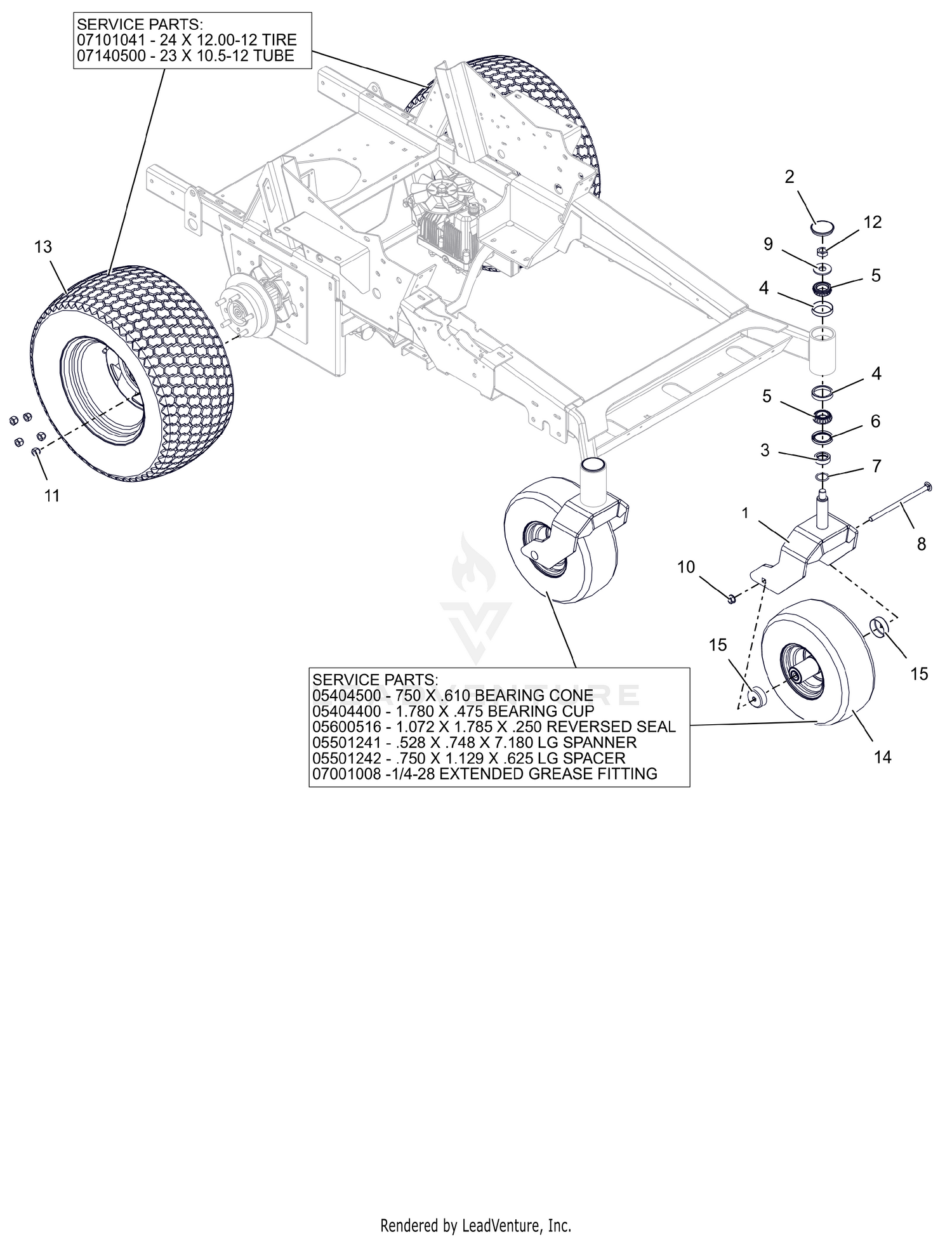 Casters and Drive Wheels -  52" and 60"