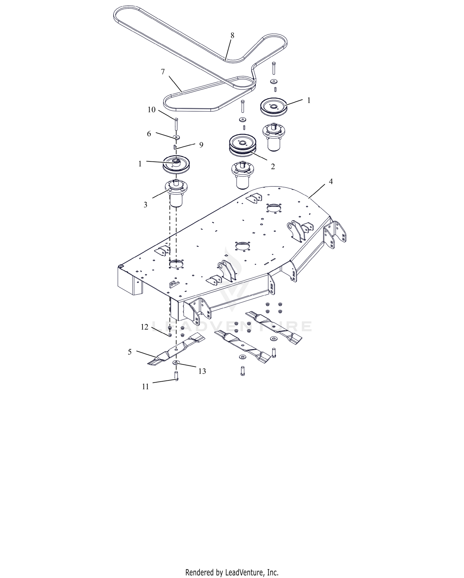 Deck, Belts, Blades And Spindles - 48"