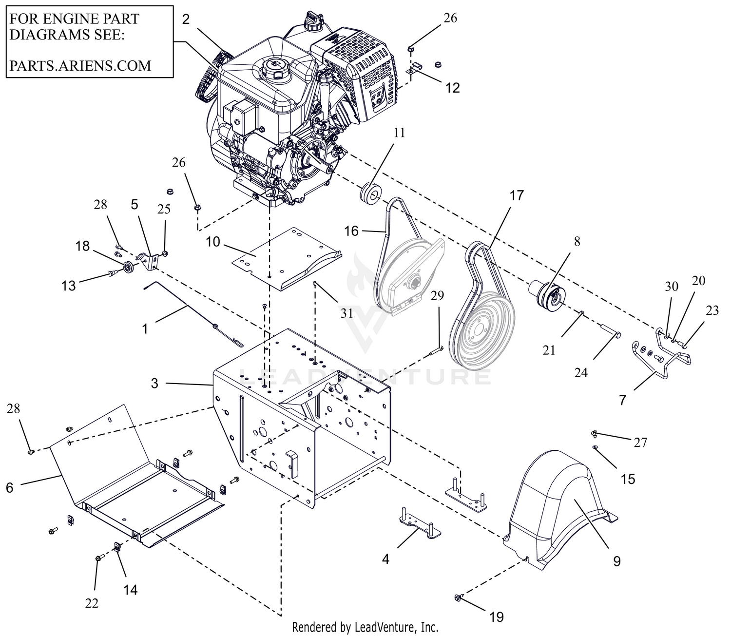 Engine (120V), Frame And Belt Drive