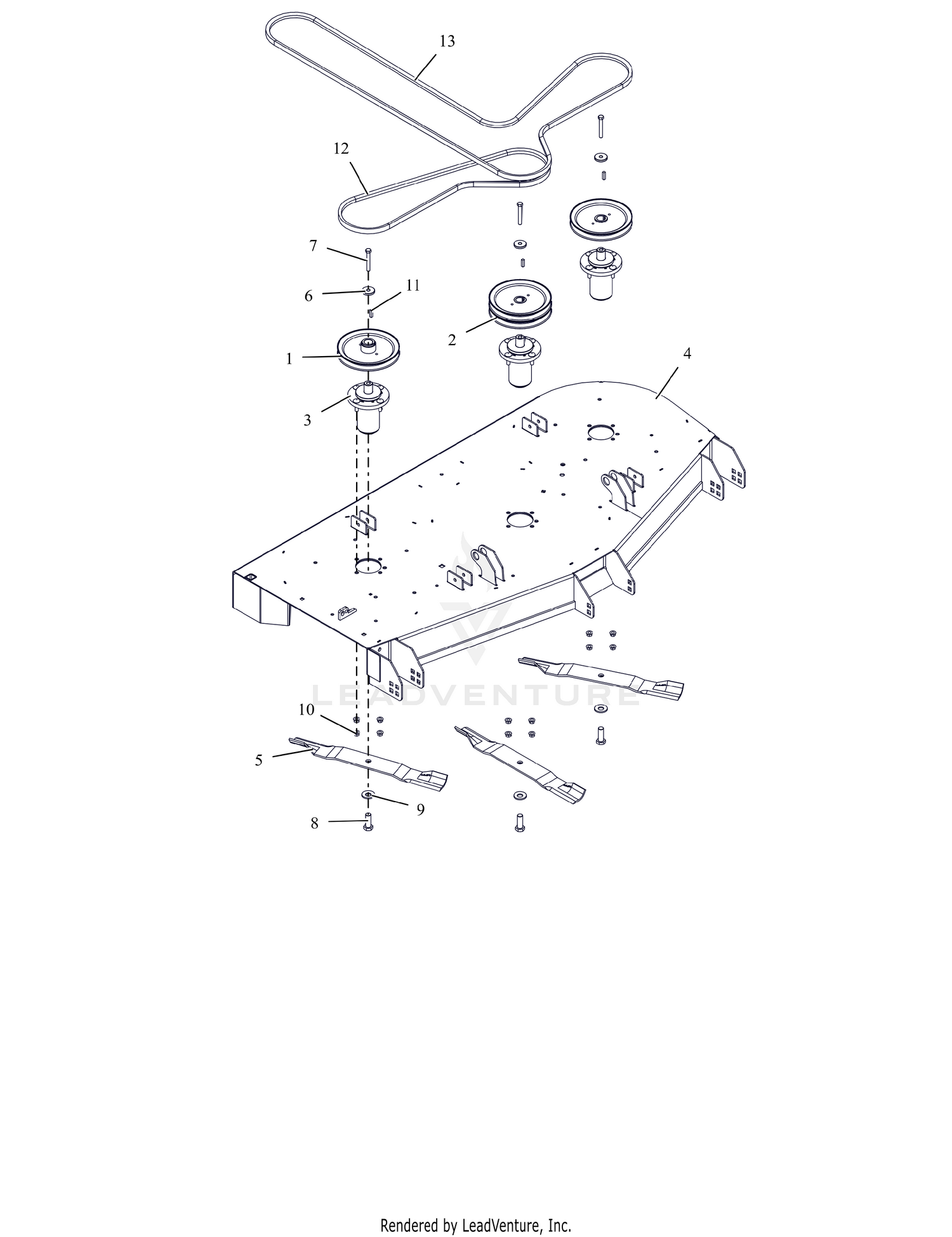 Deck, Belts, Blades and Spindles – 60"