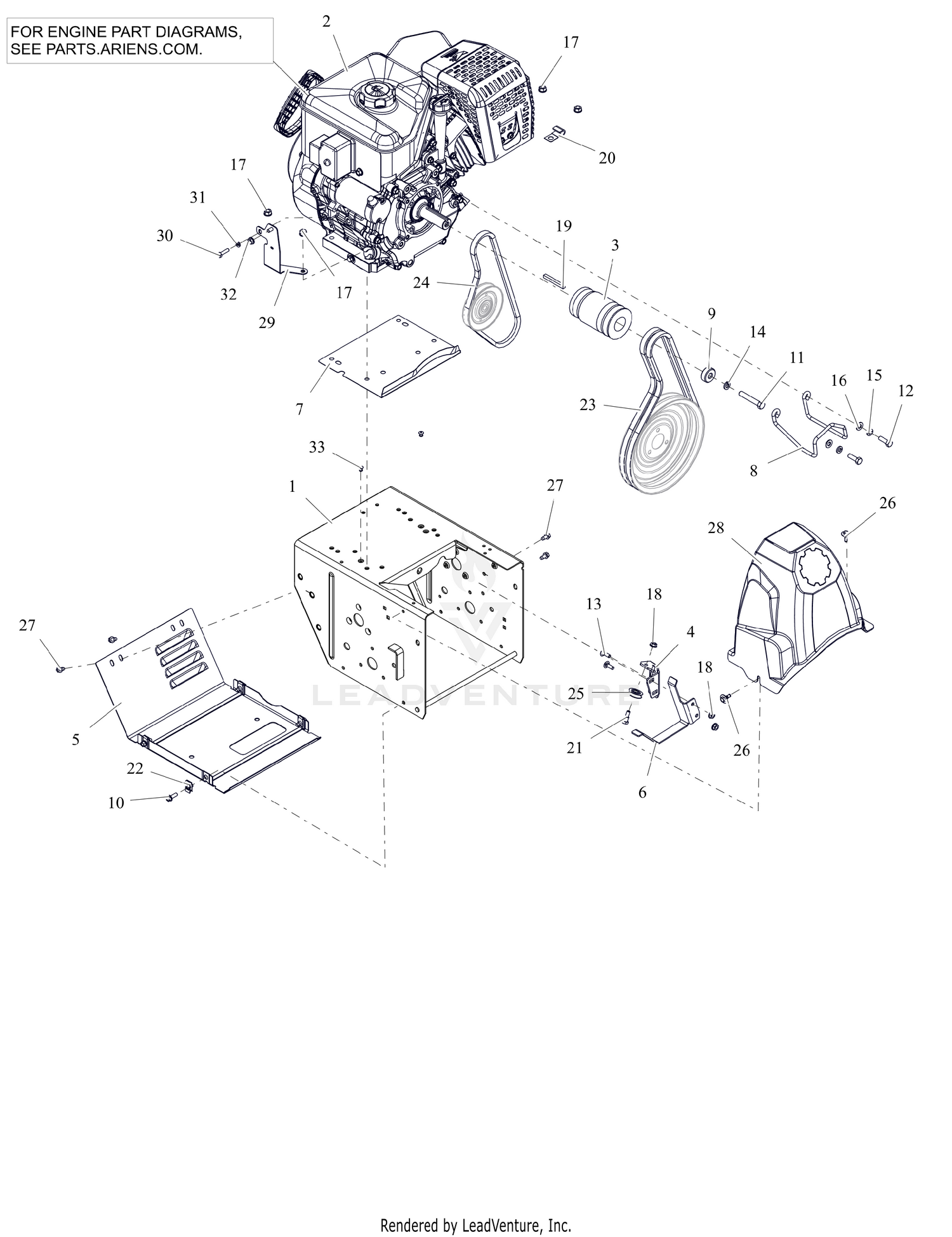 Engine, Frame and Belt Drive
