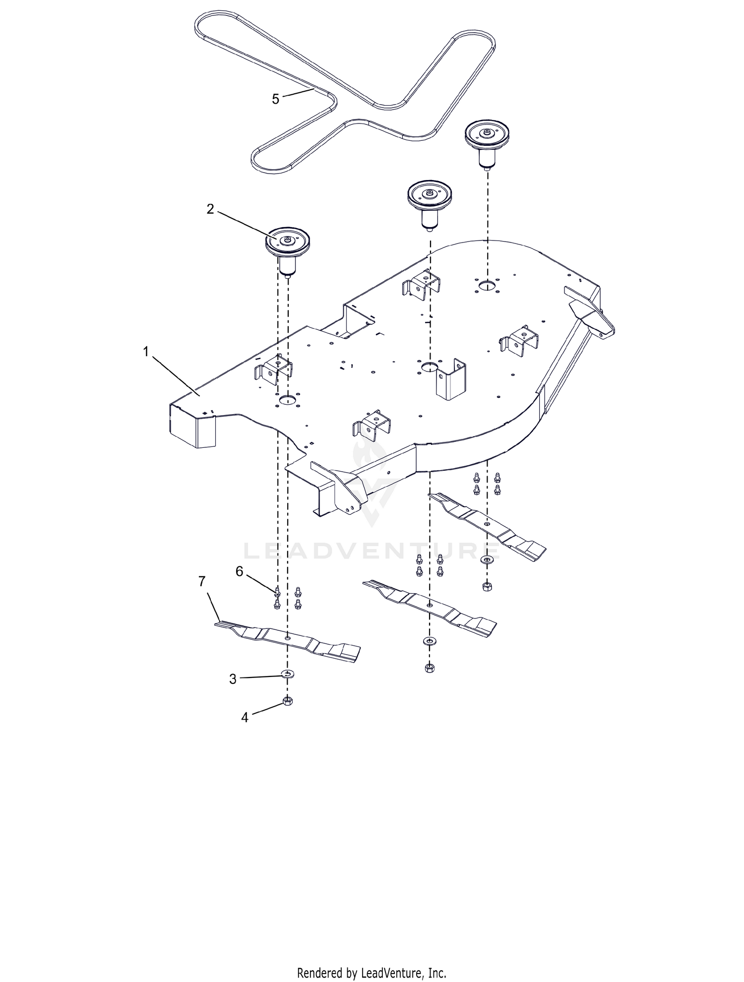 Deck, Belt, Blades, and Spindles - 52"