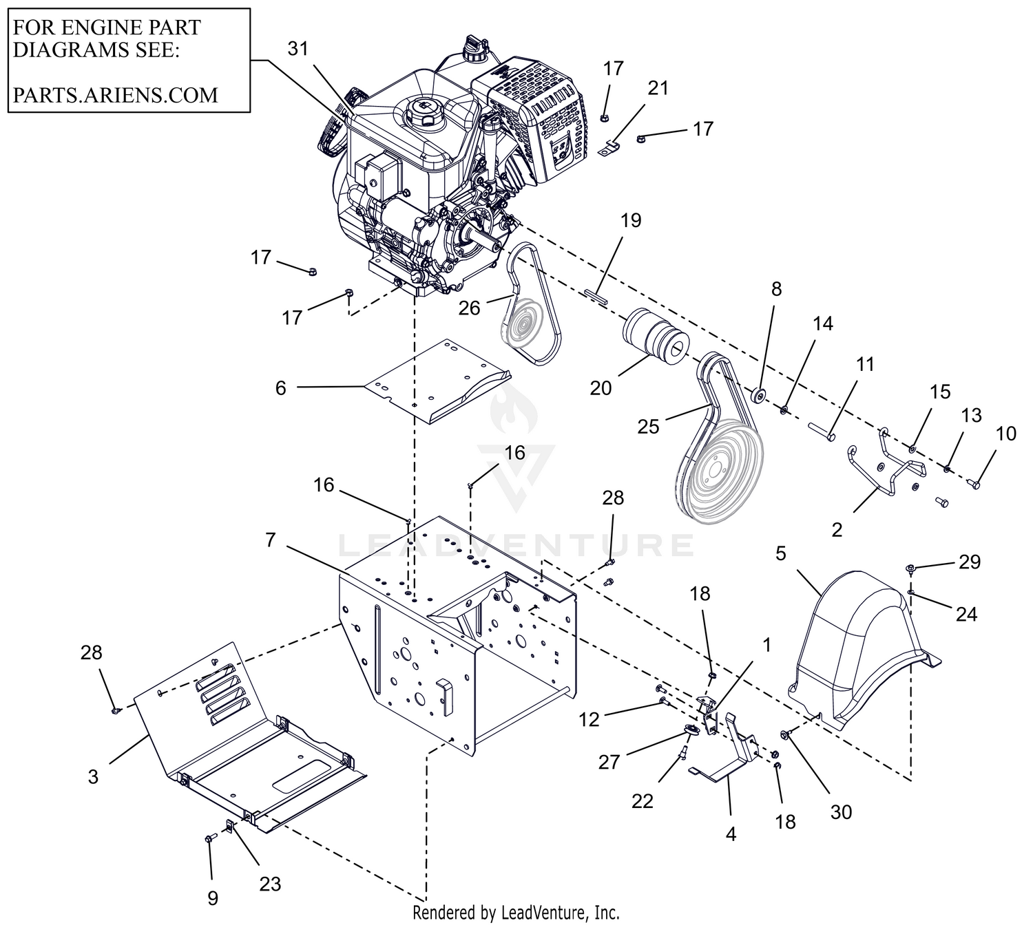 Engine, Frame And Belt Drive