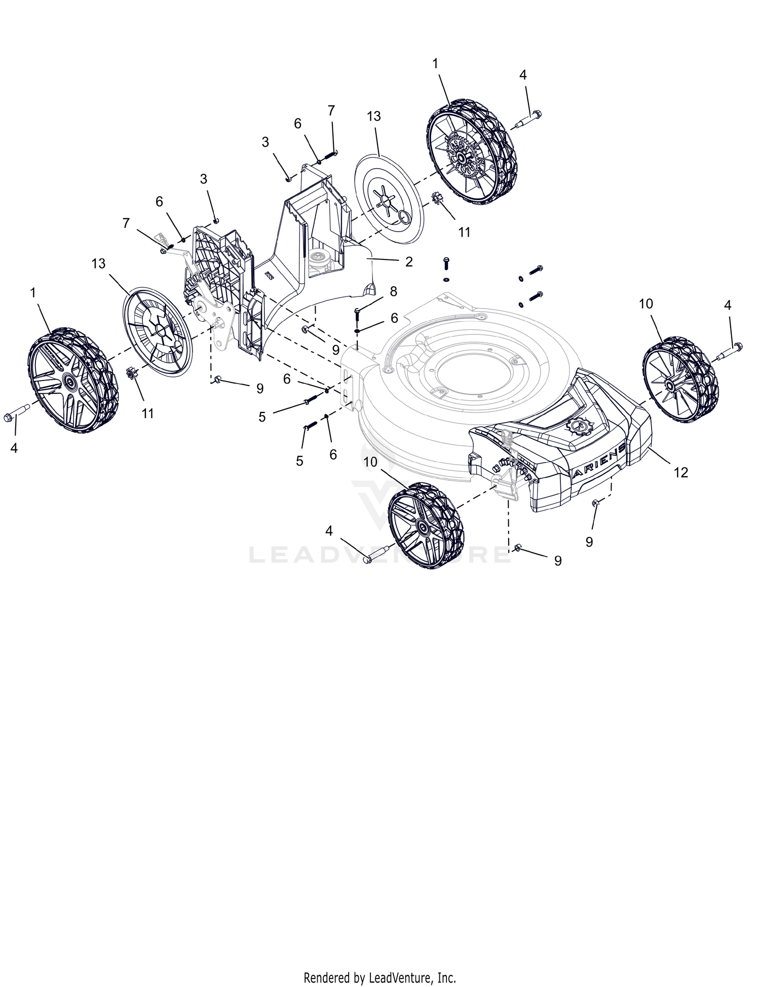 Wheels, Front Cover and Baffle