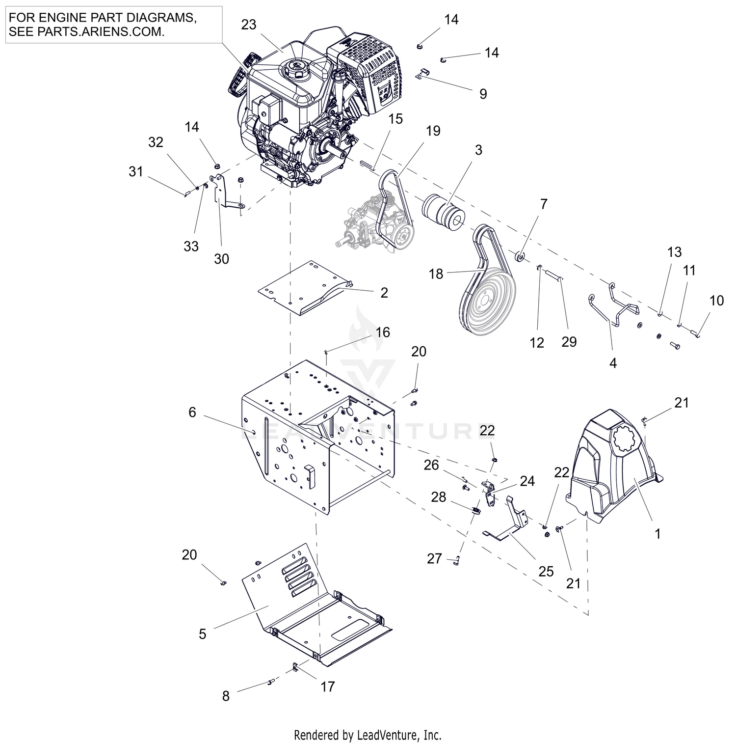 Engine, Frame and Belt Drive