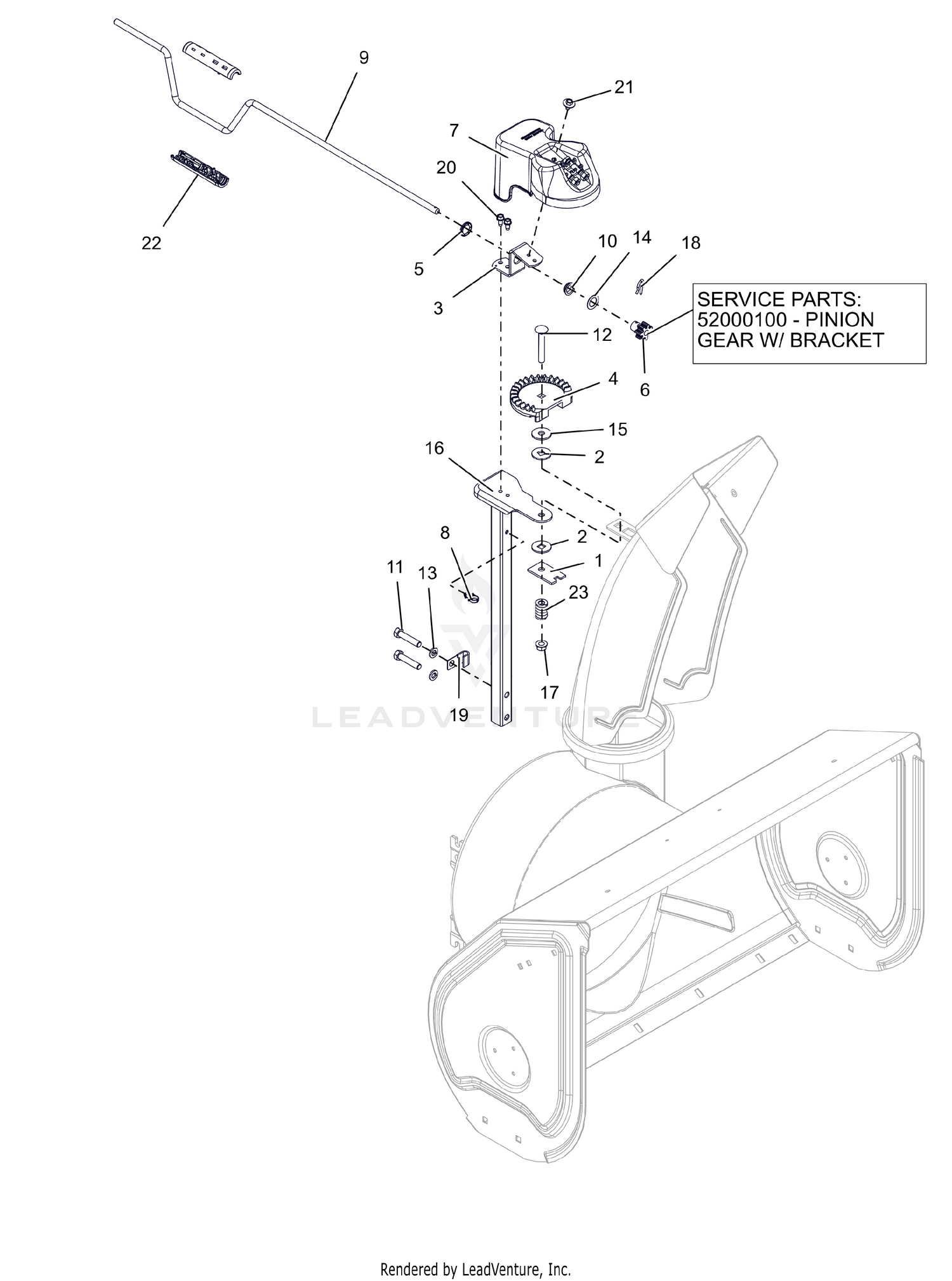 Discharge Chute Controls - Crank