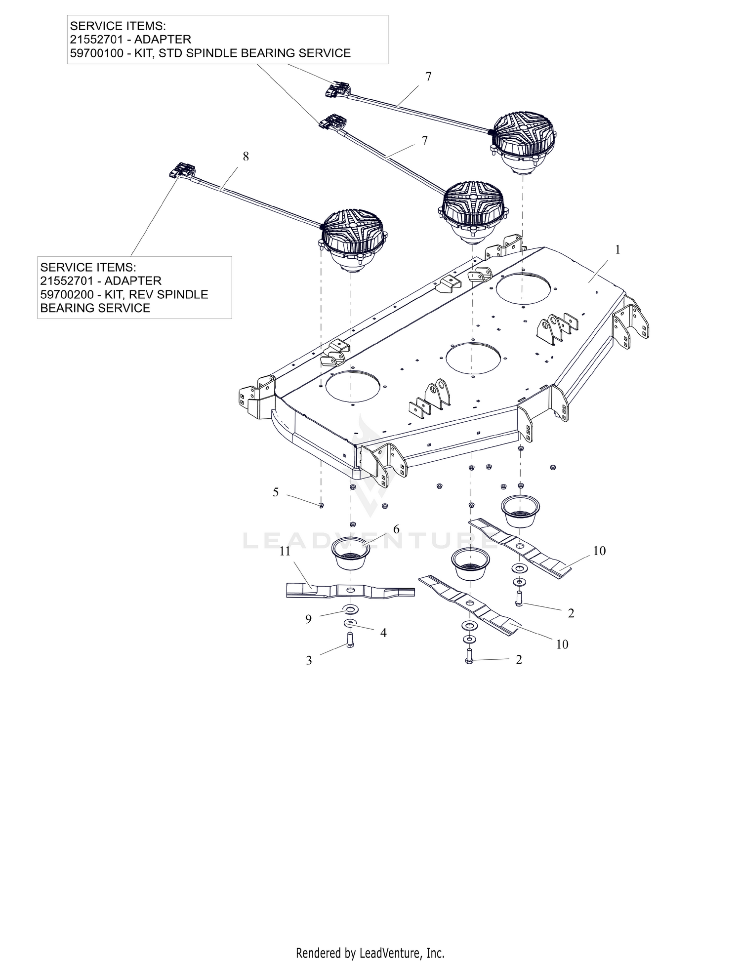 Deck, Blades and Spindle Motors - 52" - RD