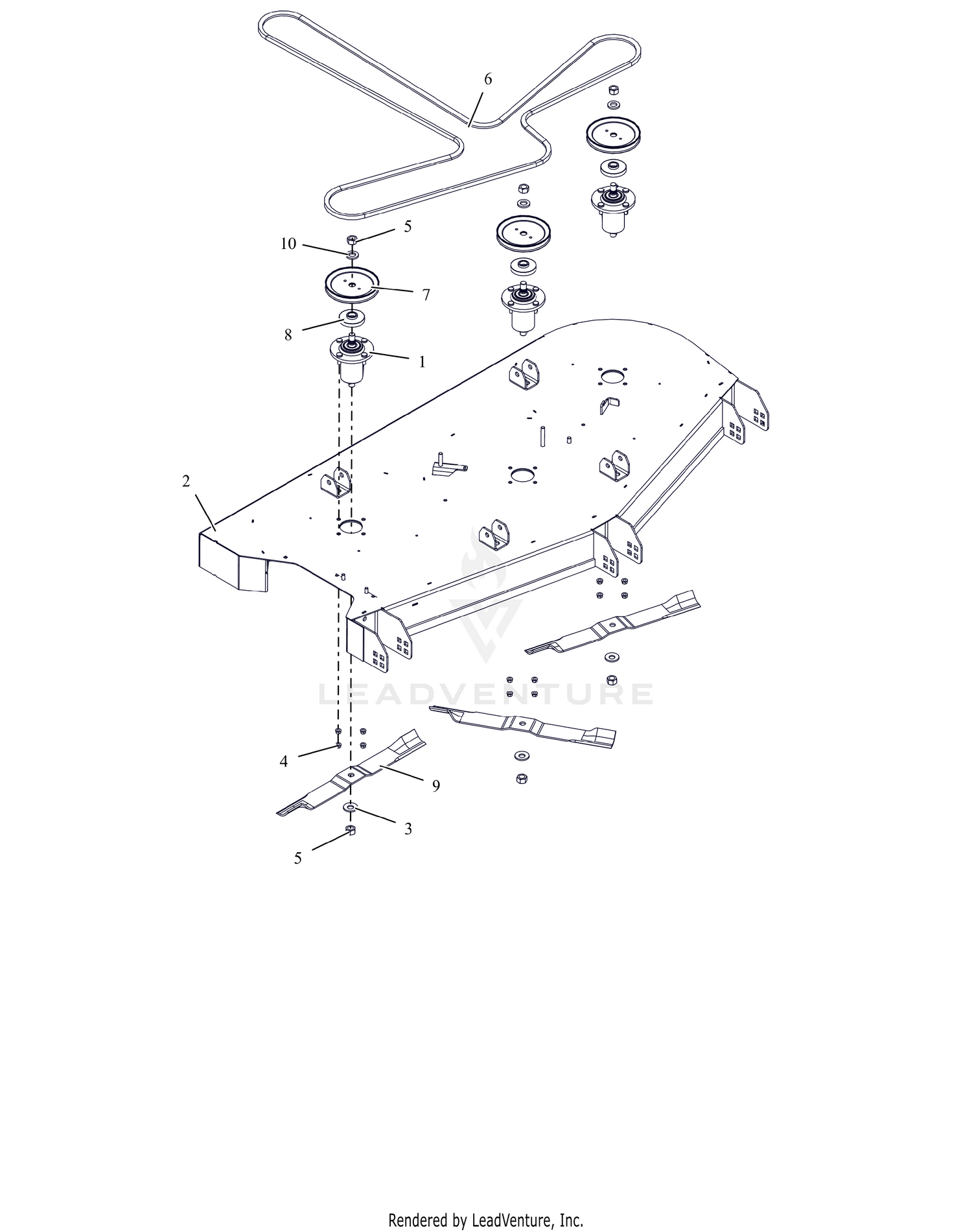 Deck, Belt, Blades and Spindles - 60"