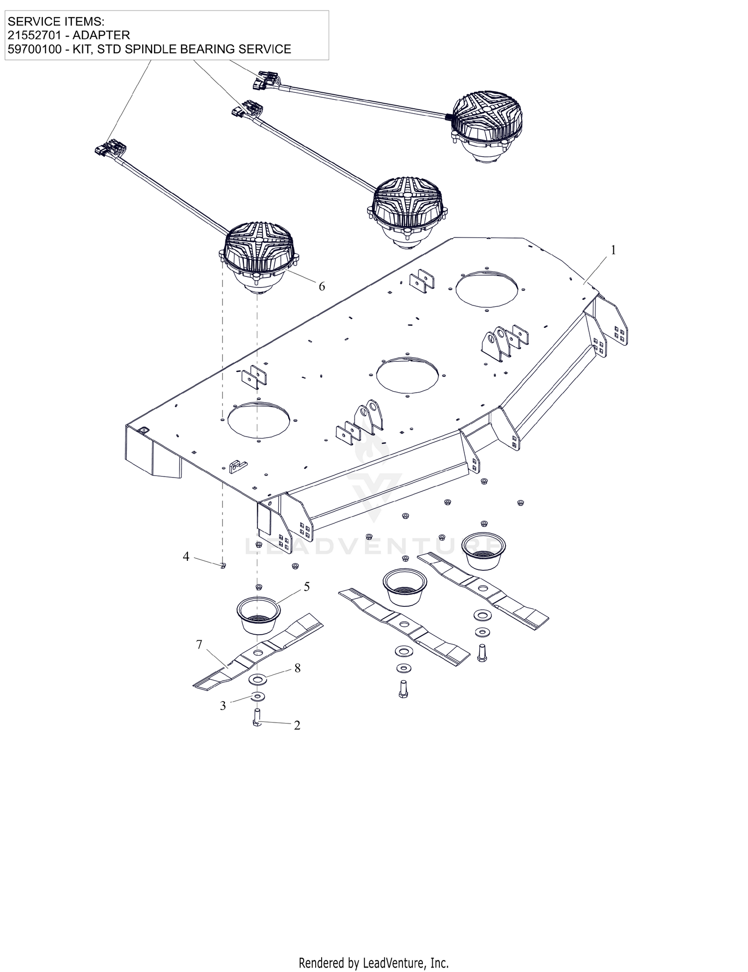 Deck, Blades and Spindle Motors - 60" - SD