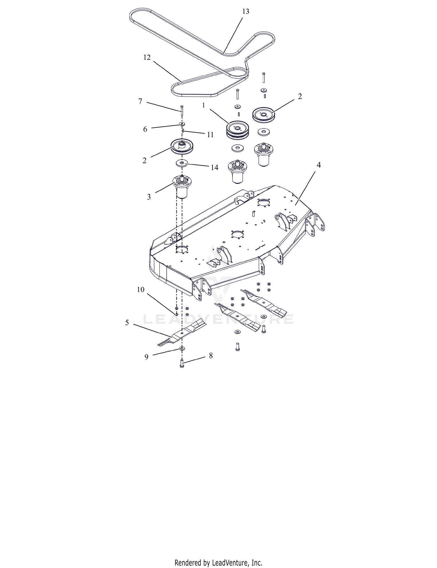 Deck, Belts, Blades and Spindles - 48" - RD