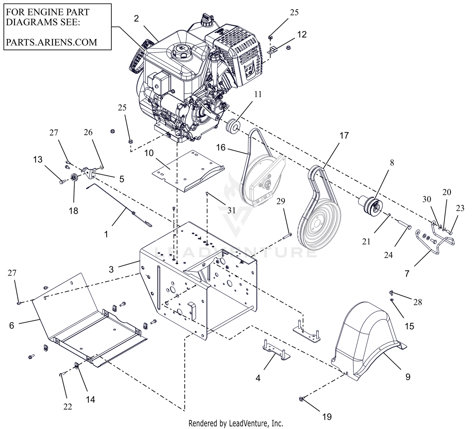 Engine (240V), Frame And Belt Drive