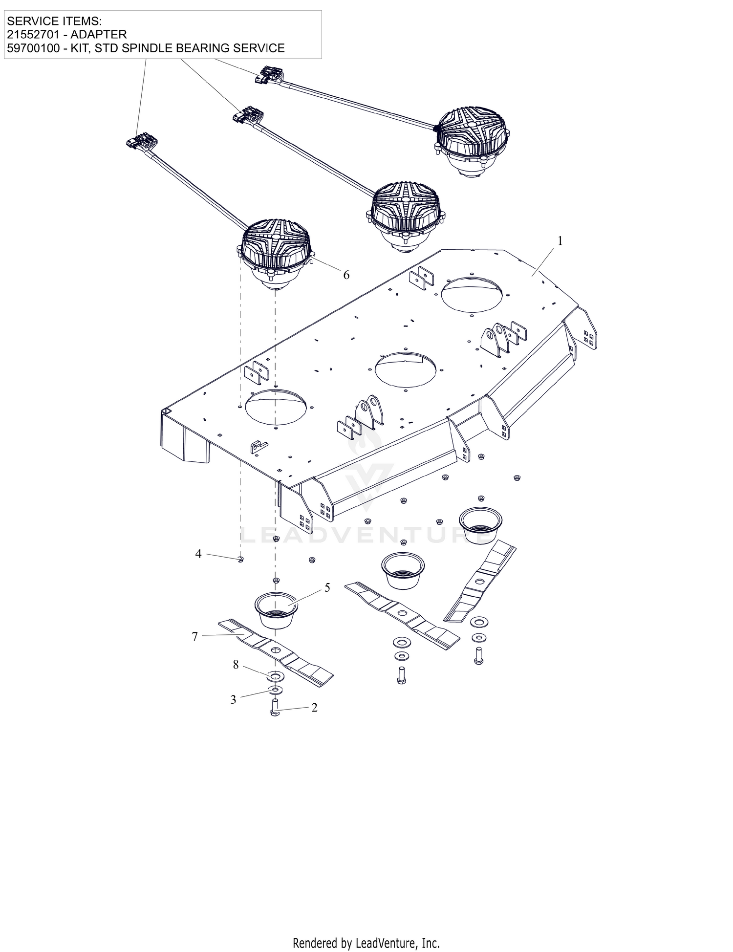 Deck, Blades and Spindle Motors - 52" - SD