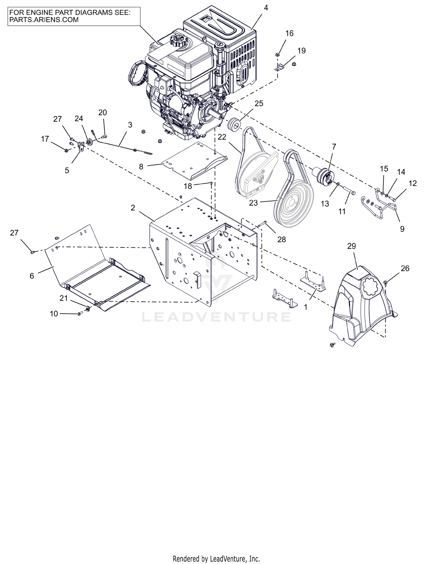 Engine, Frame and Belt Drive