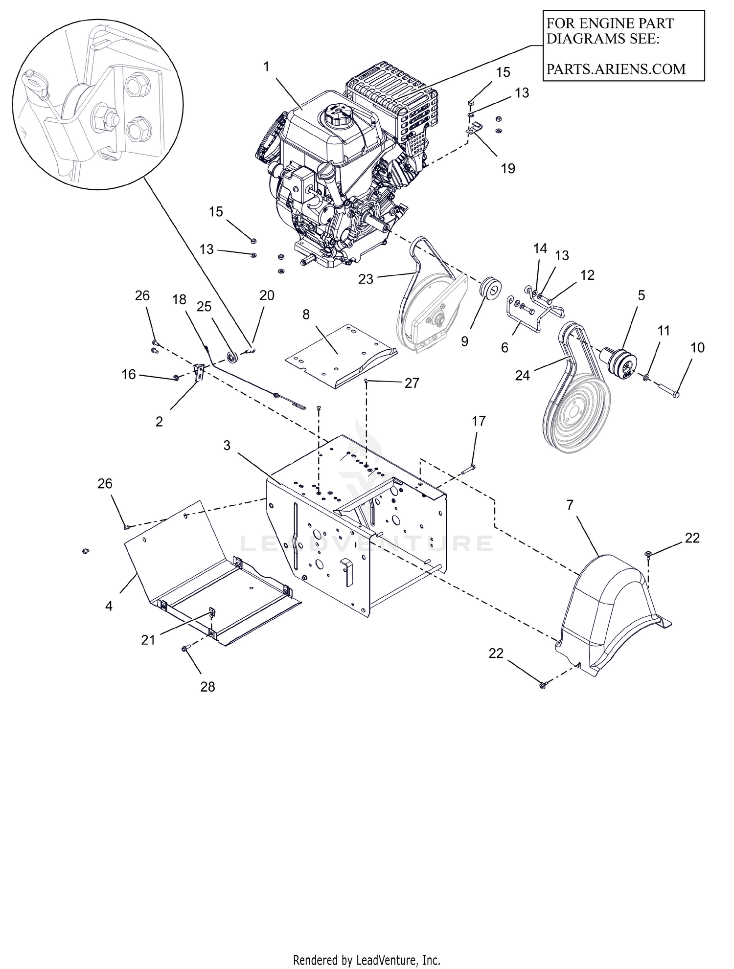 Engine, Frame and Belt Drive _AX 291 Track