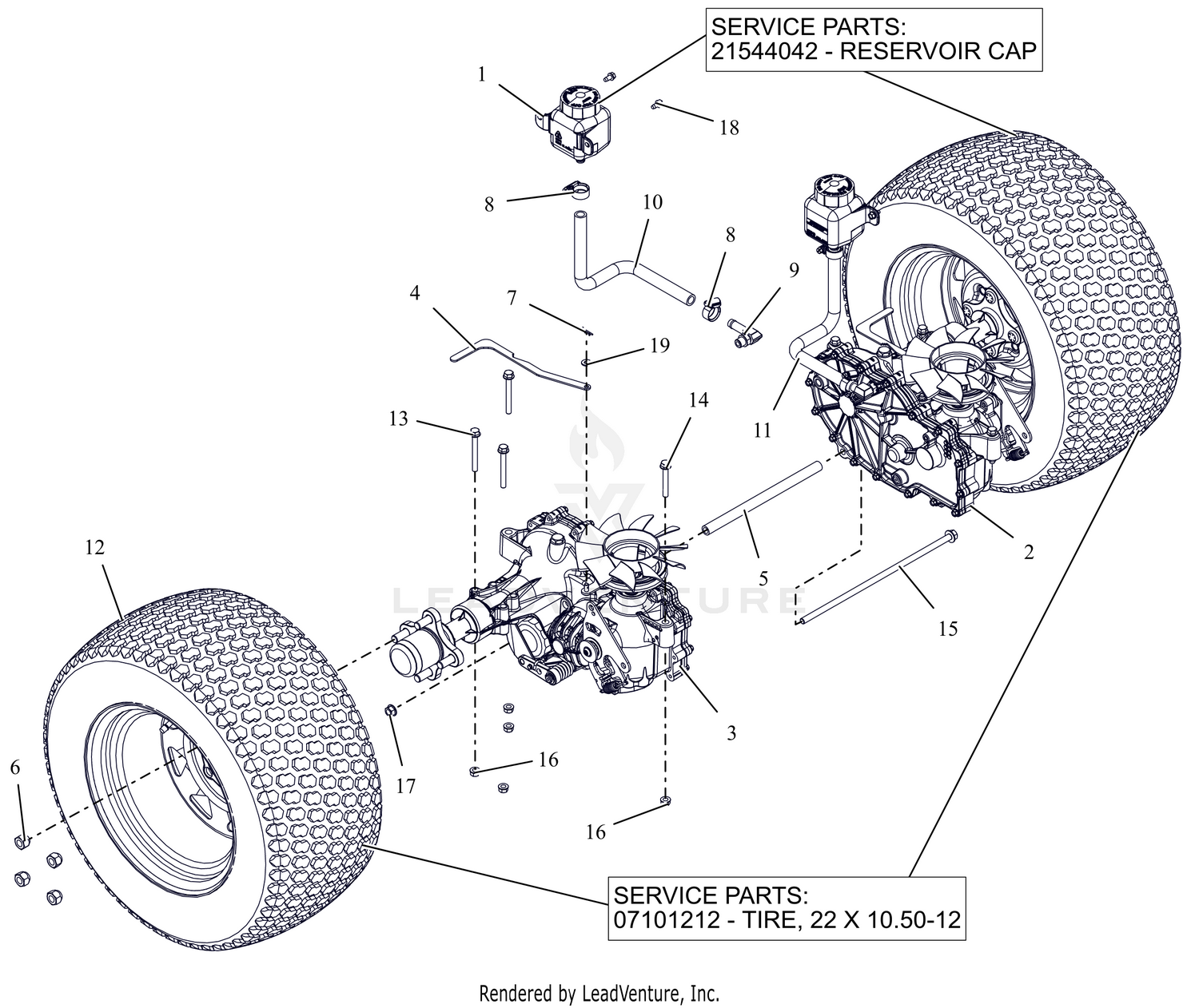Rear Tires and Transaxles - 52"