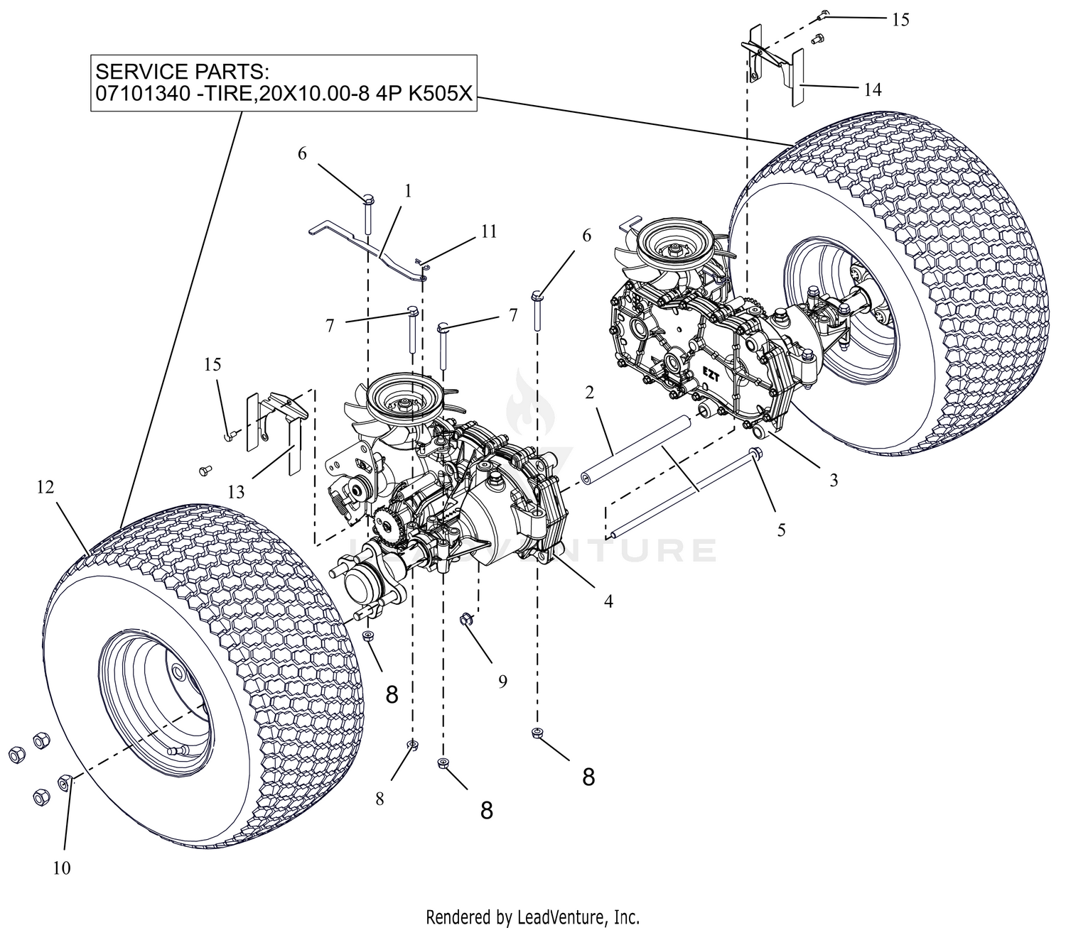Rear Tires and Transaxles - 52"