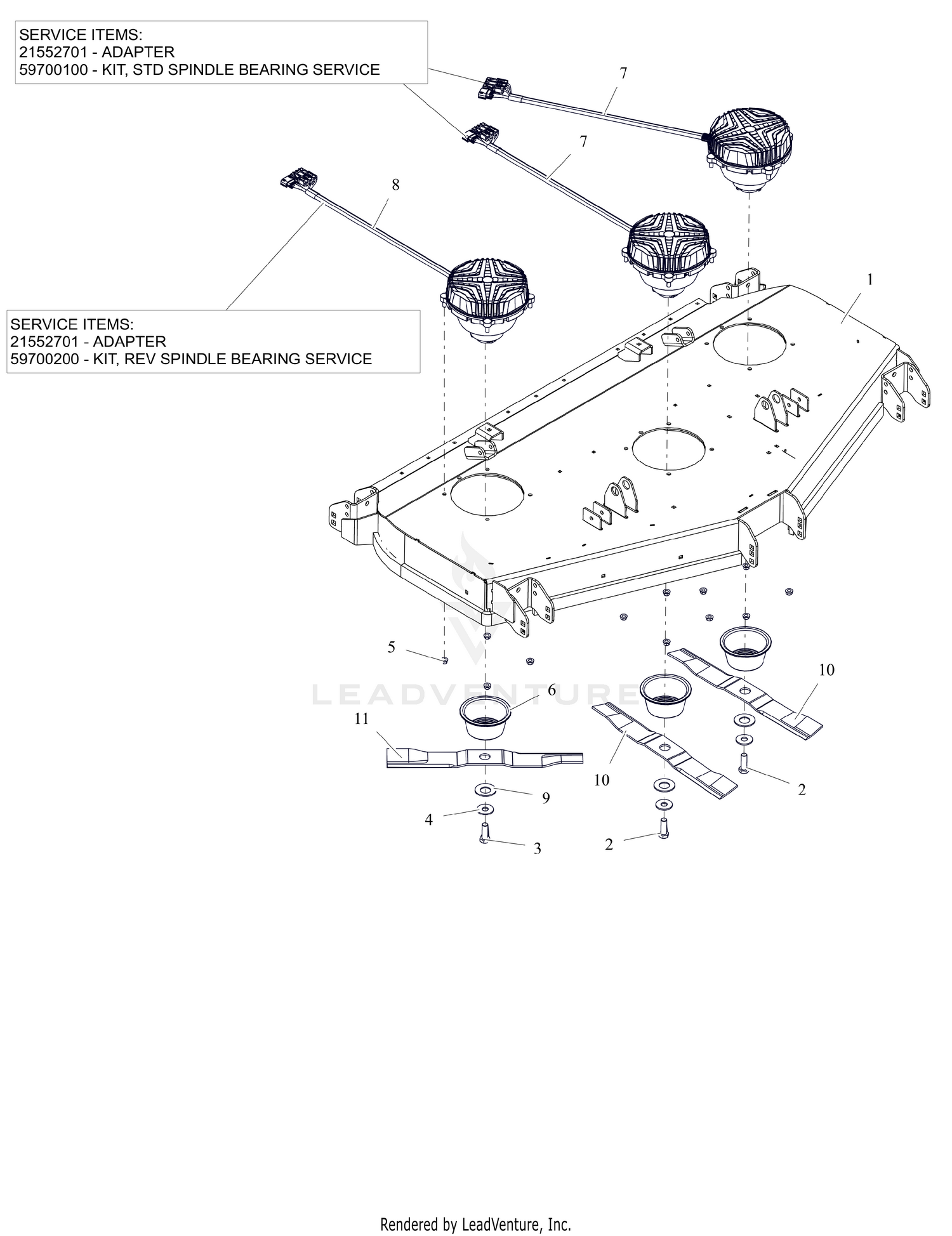 Deck, Blades and Spindle Motors - 60" - RD