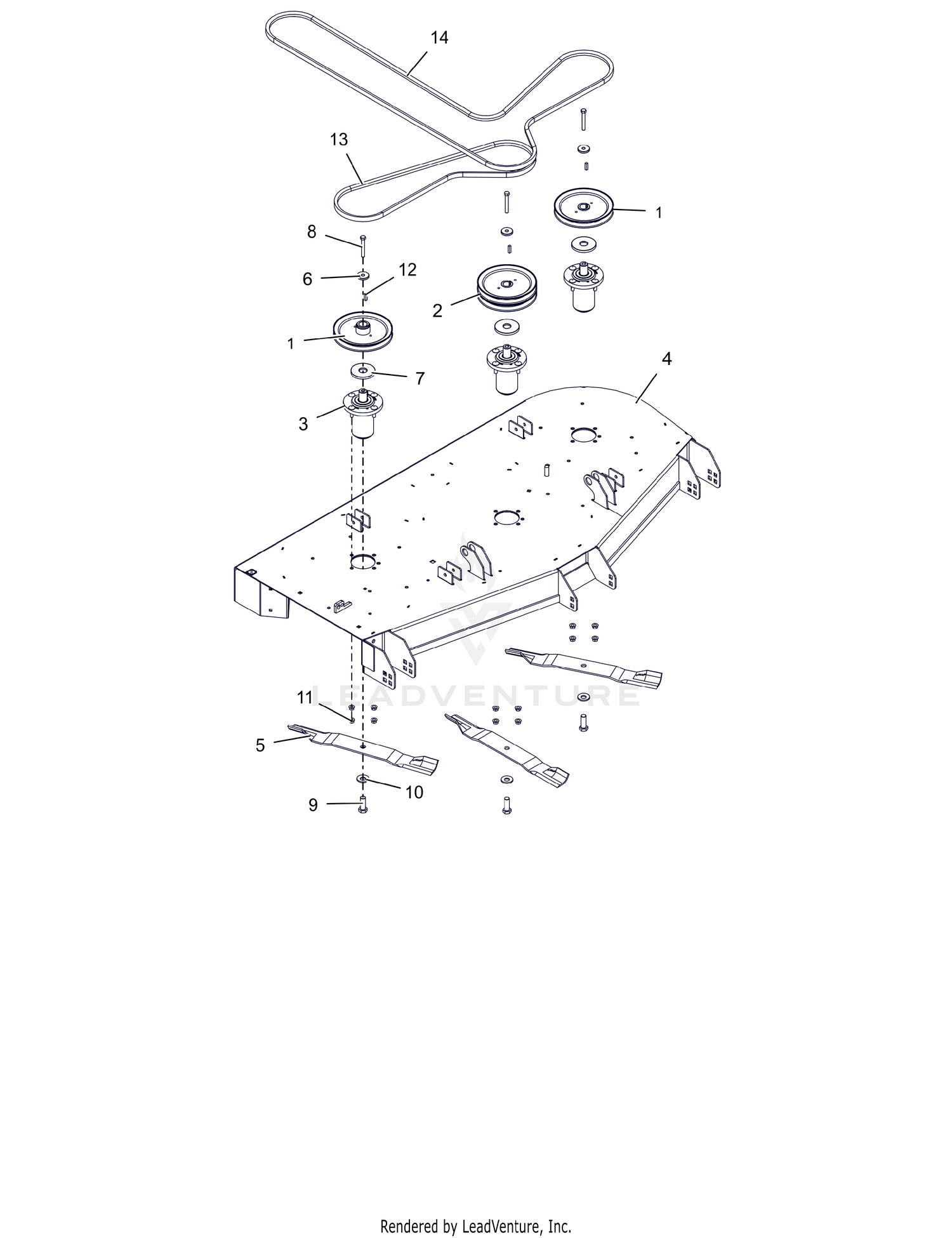 Deck, Belts, Blades and Spindles - 60"