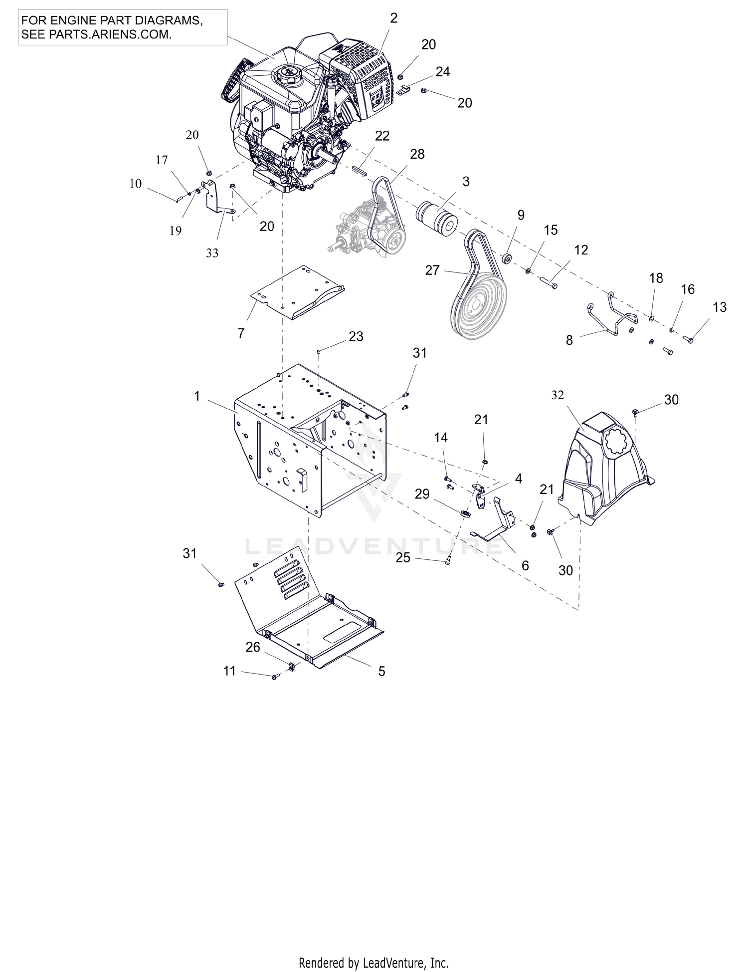 Engine, Frame and Belt Drive