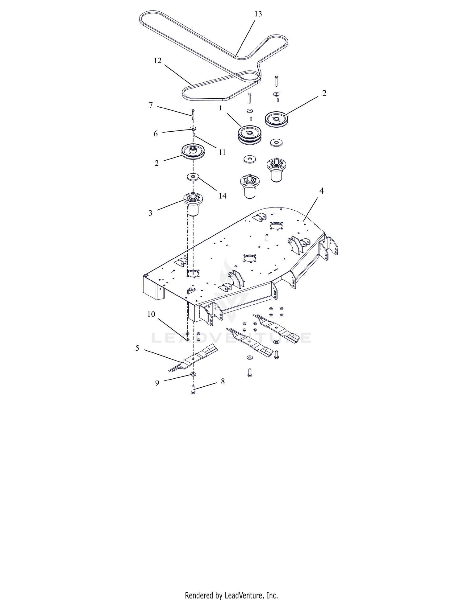 Deck, Belts, Blades and Spindles - 48" - SD