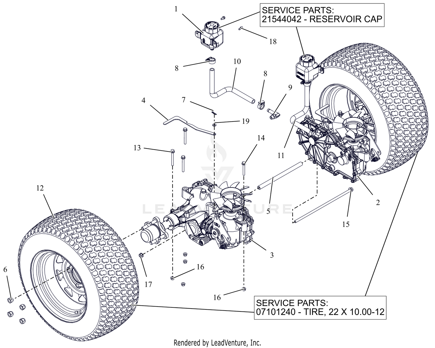 Rear Tires and Transaxles -  48"