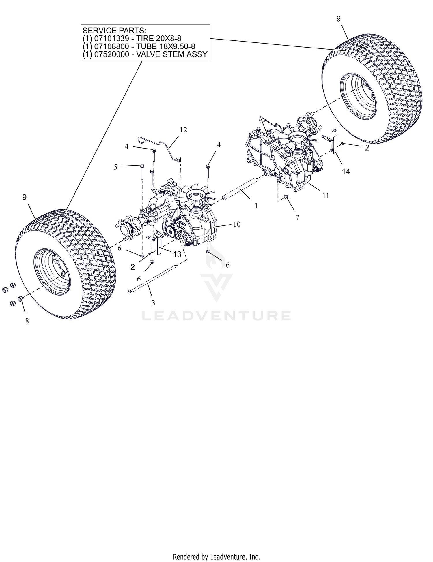 Rear Tires and Transaxles – 42"