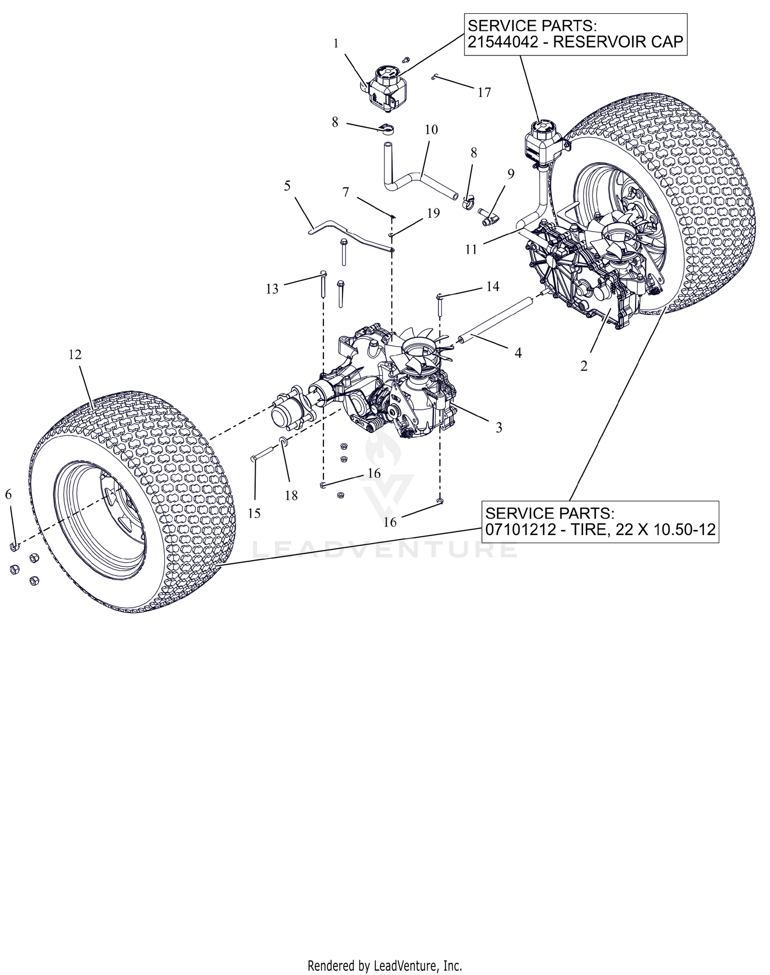 Rear Tires And Transaxles - 52"