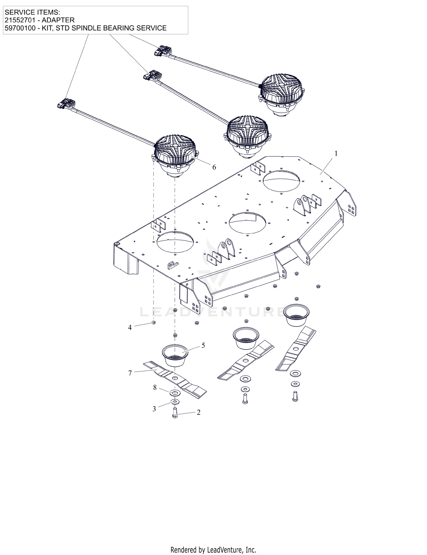 Deck, Blades and Spindle Motors - 48" - SD