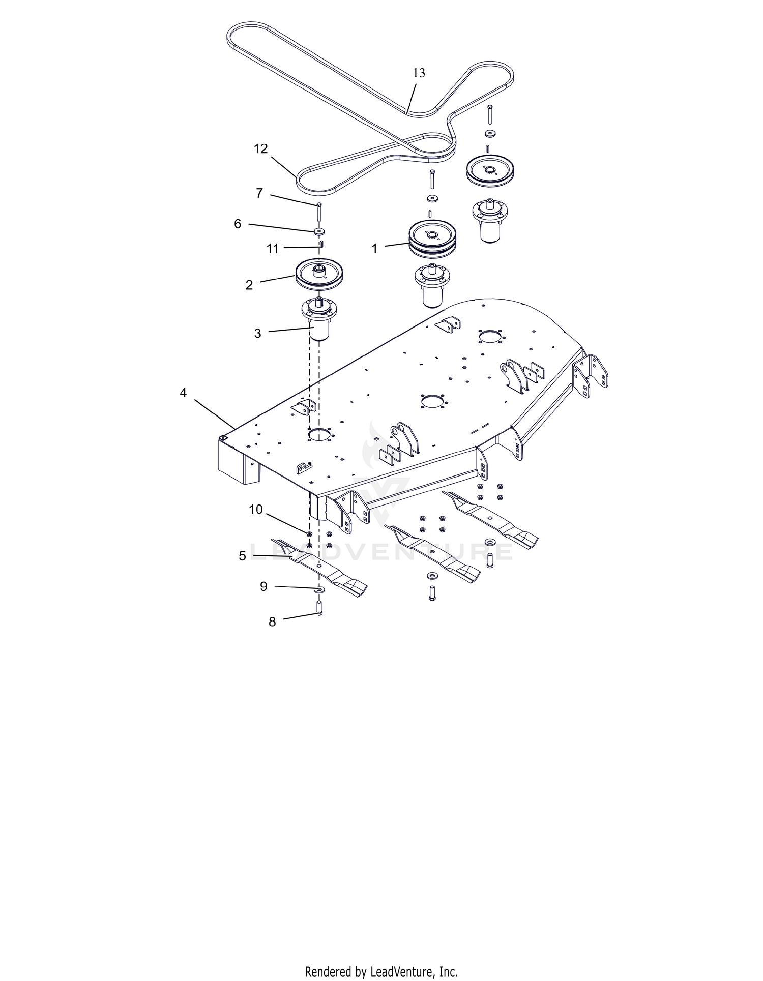 Deck, Belt, Blades and Spindles - 52"