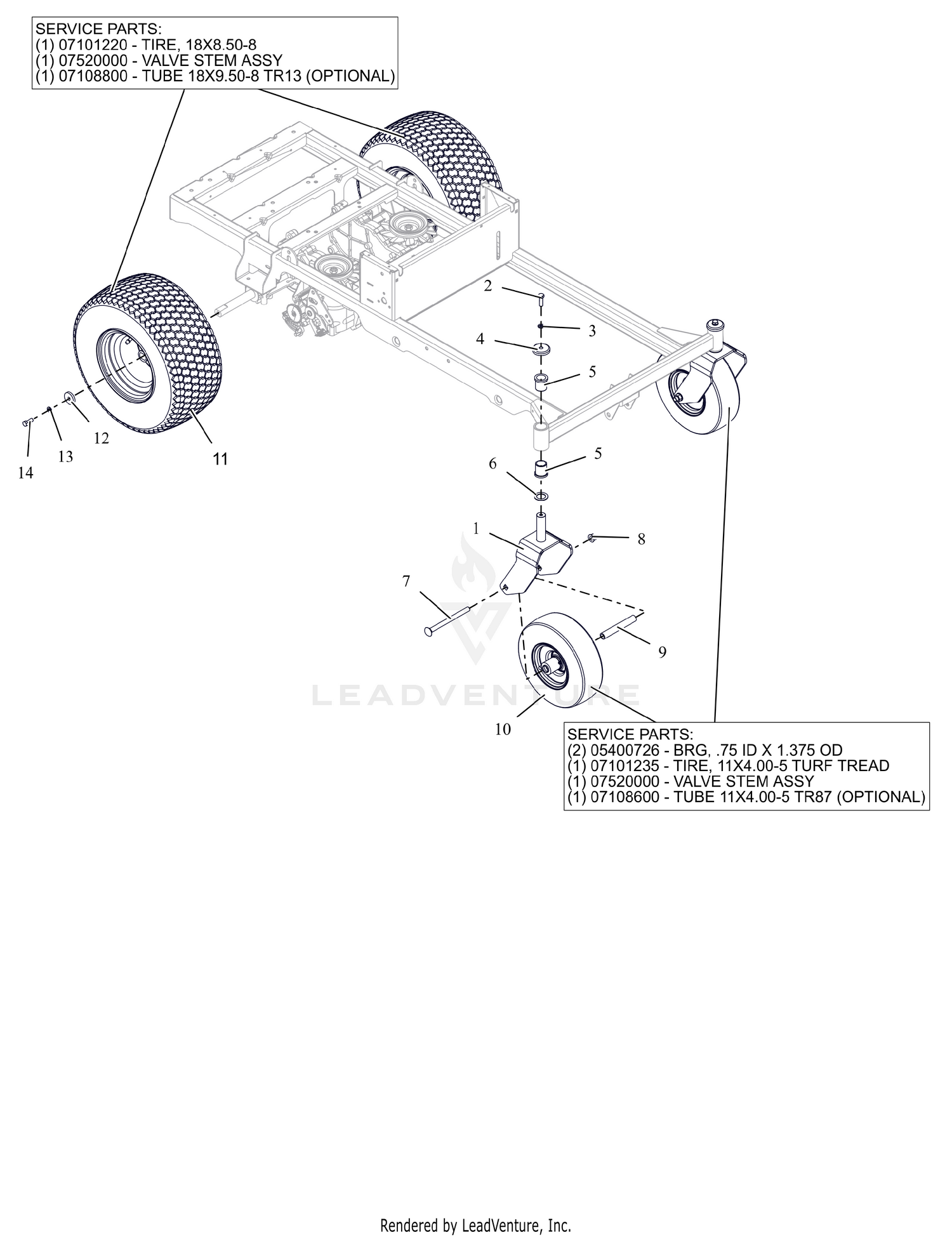 Front and Rear Wheels - 42"